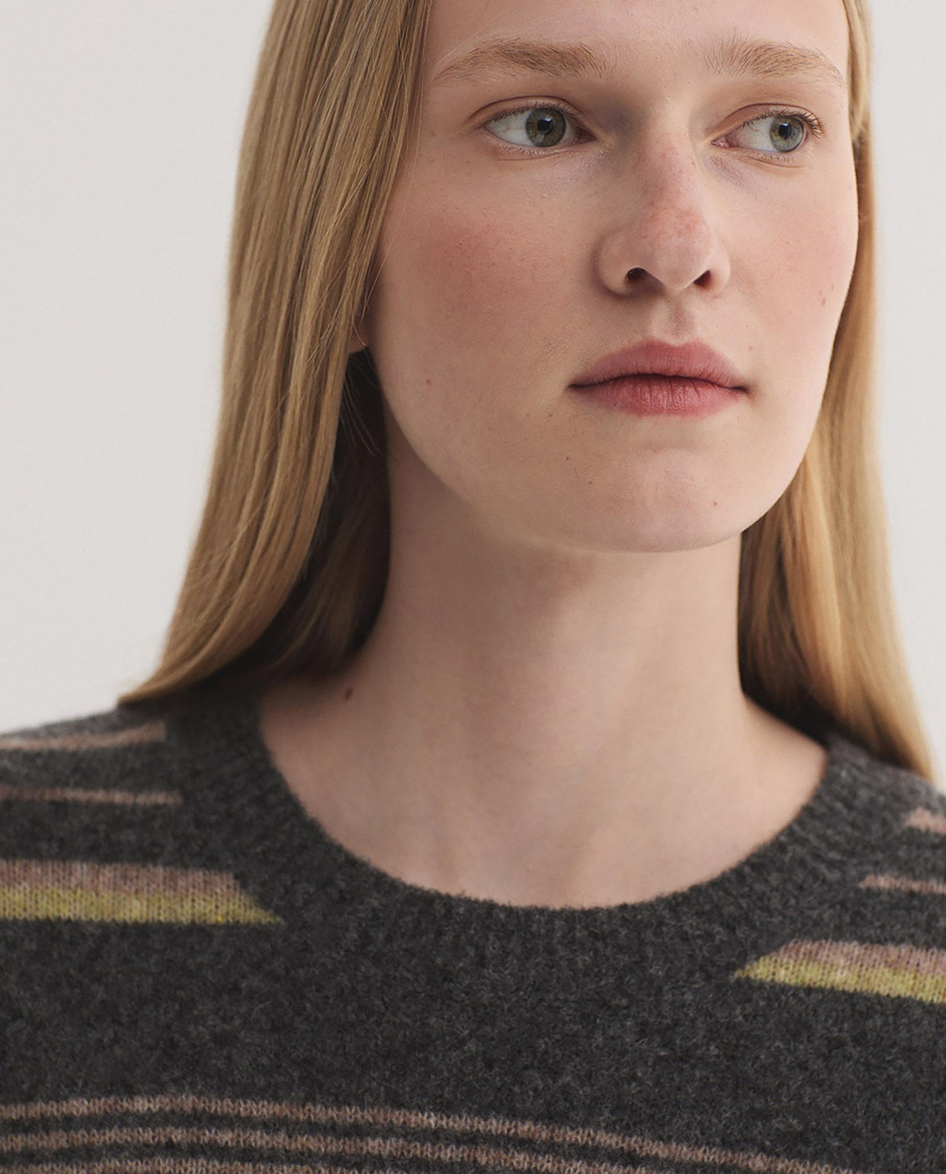 Jersey de mujer con cuello redondo de rayas - Nice Things - Gris Gris-2