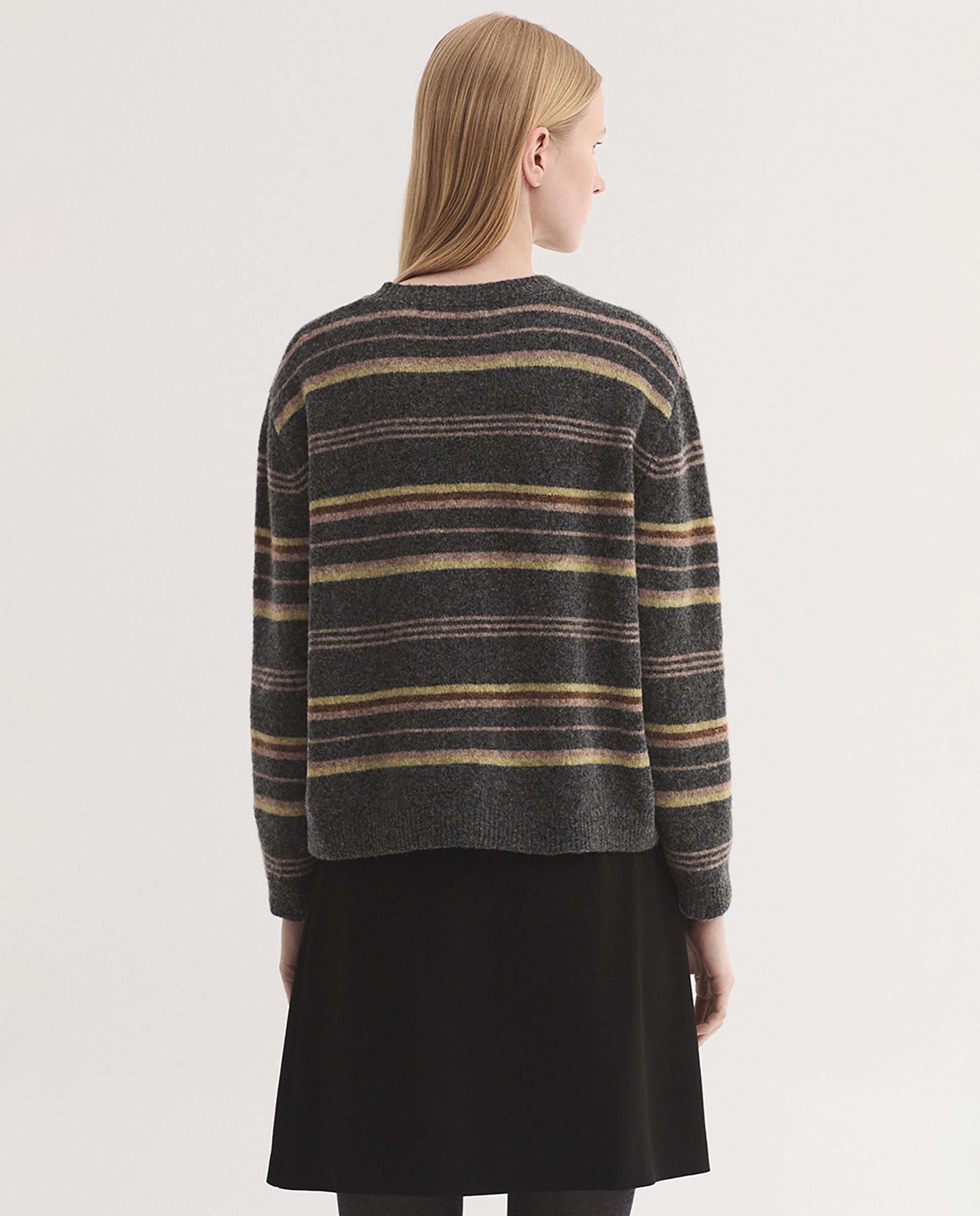 Jersey de mujer con cuello redondo de rayas - Nice Things - Gris Gris-4