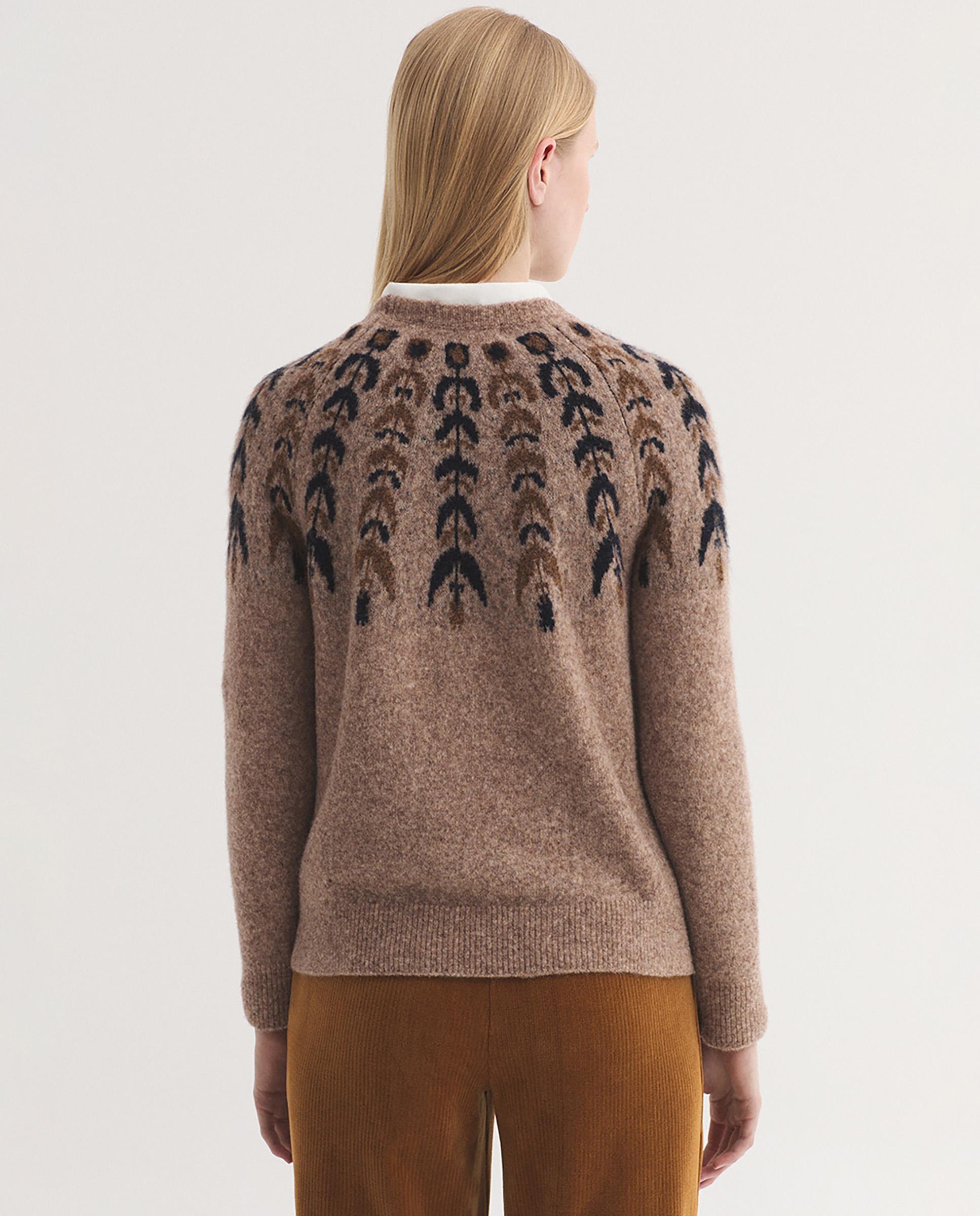 Jersey de mujer con detalle de greca y cuello redondo - Nice Things - Beige Beige-4