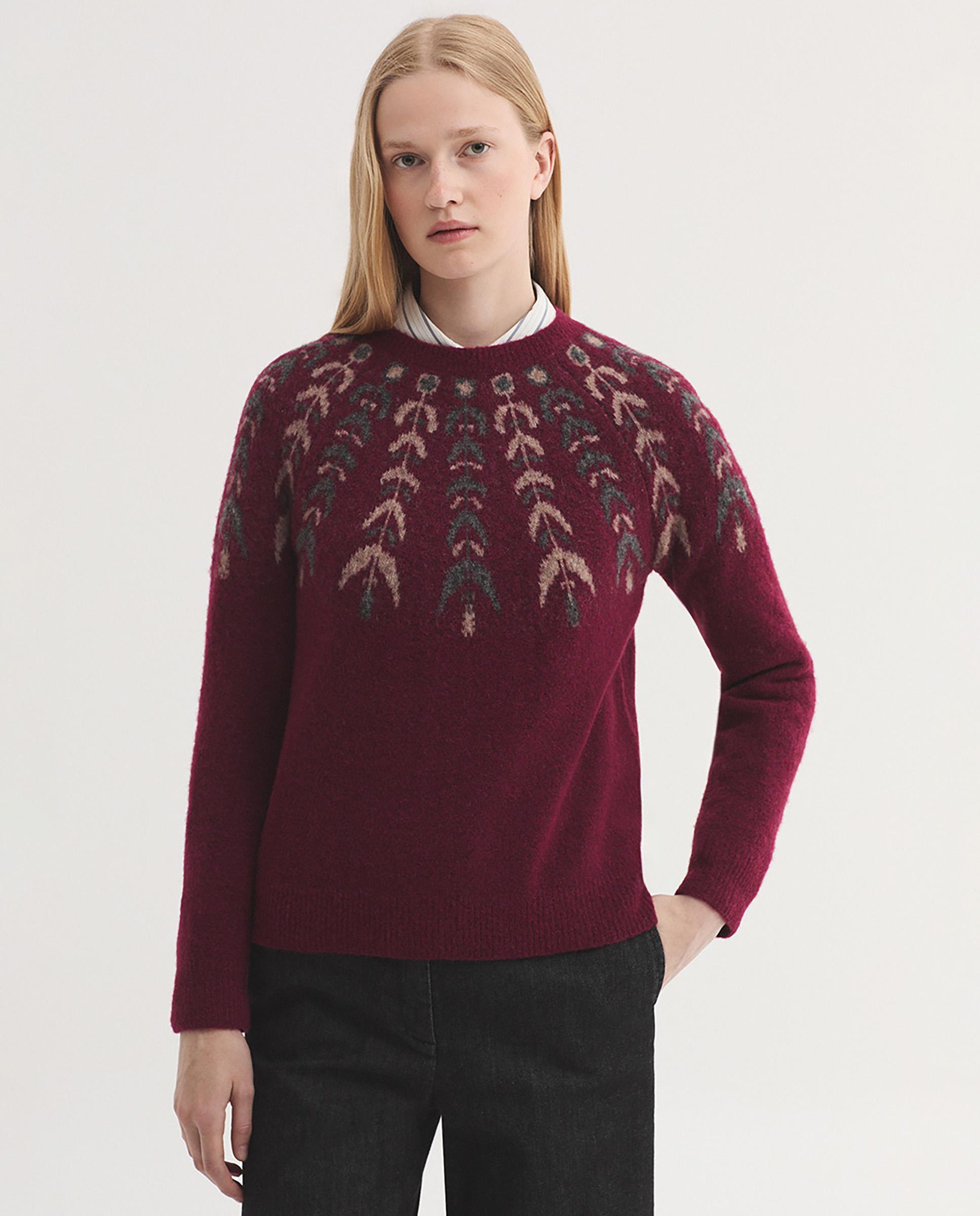 Jersey de mujer con detalle de greca y cuello redondo - Nice Things - Rojo Rojo-1