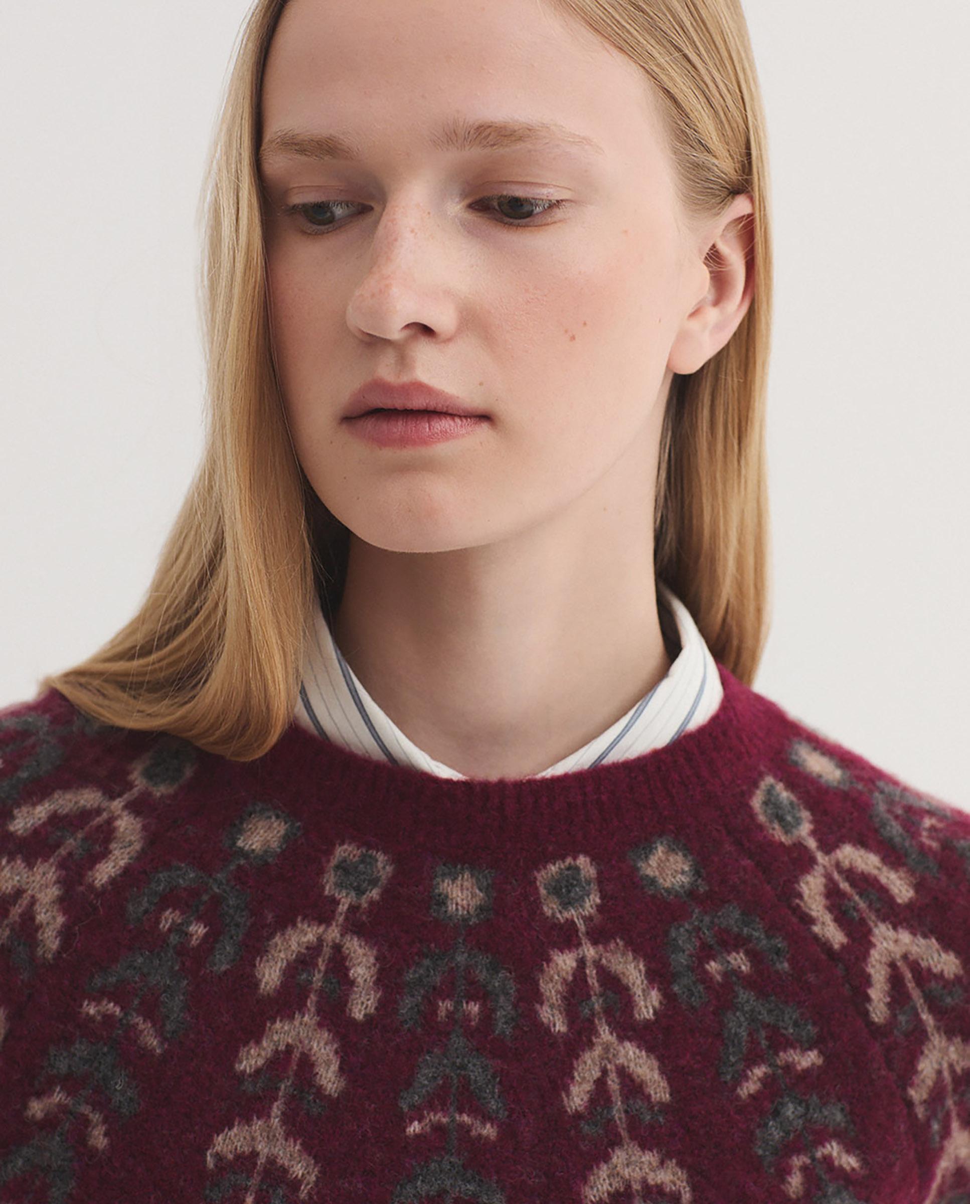 Jersey de mujer con detalle de greca y cuello redondo - Nice Things - Rojo Rojo-2