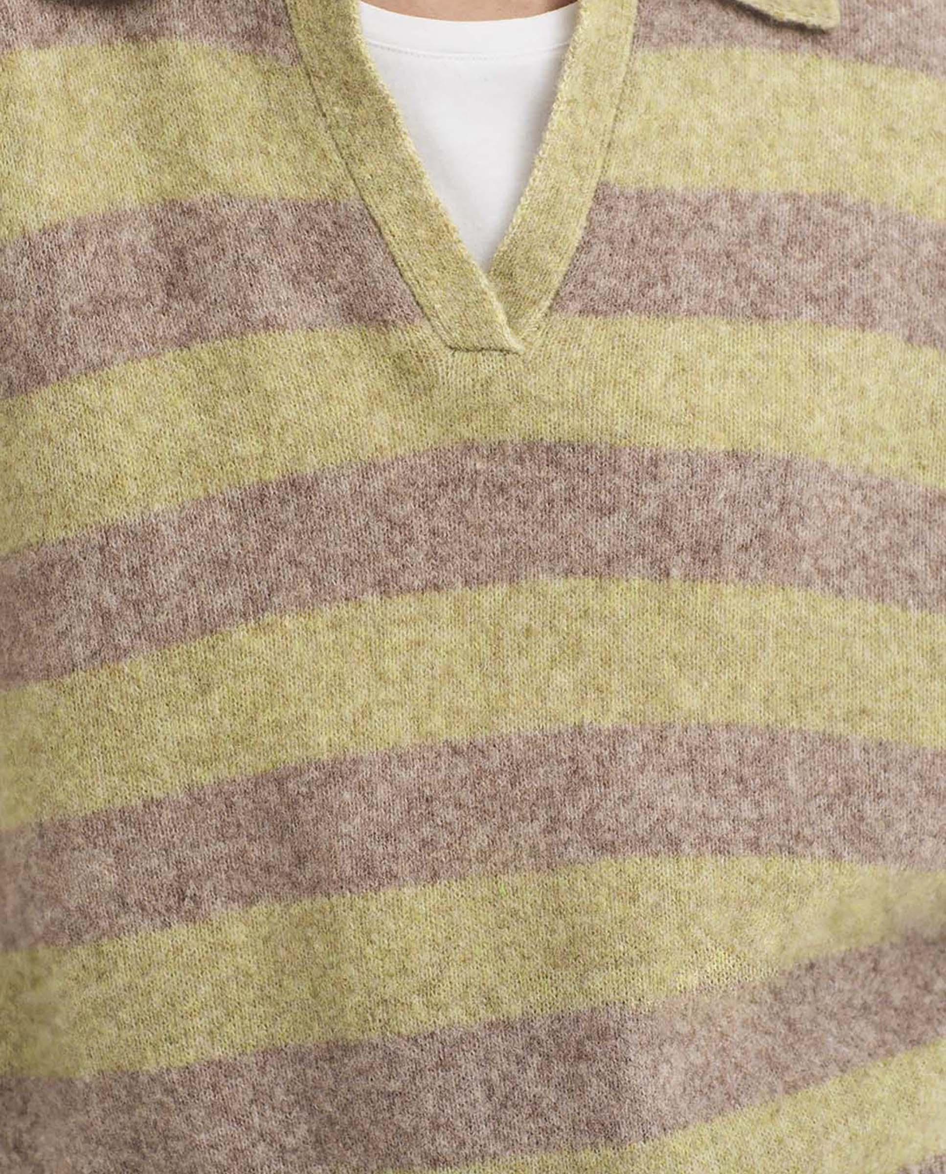 Jersey de mujer de rayas con cuello polo - Nice Things - Beige Beige-6