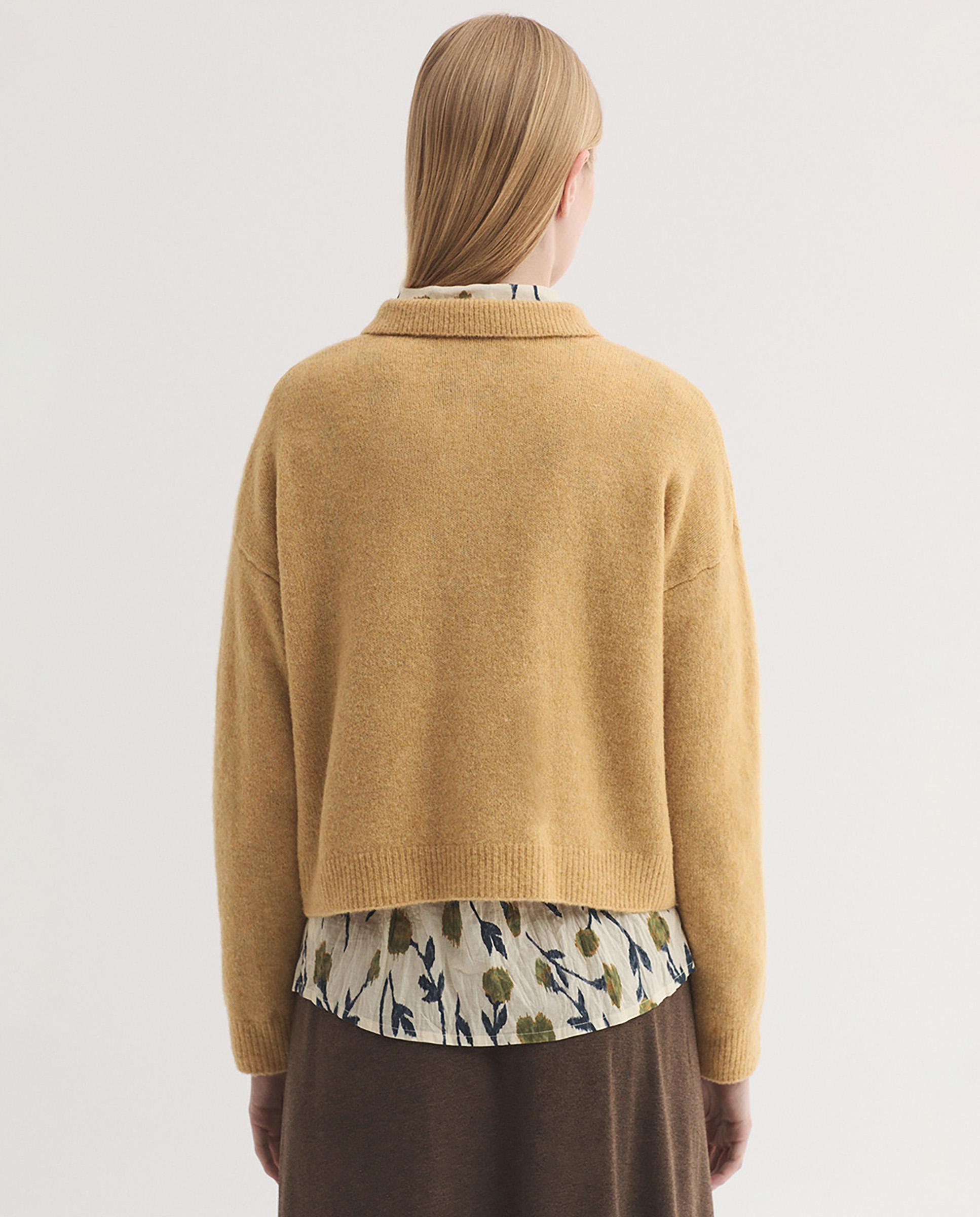 Jersey de punto de mujer con cuello camisero y bolsillos - Nice Things - Amarillo Amarillo-4