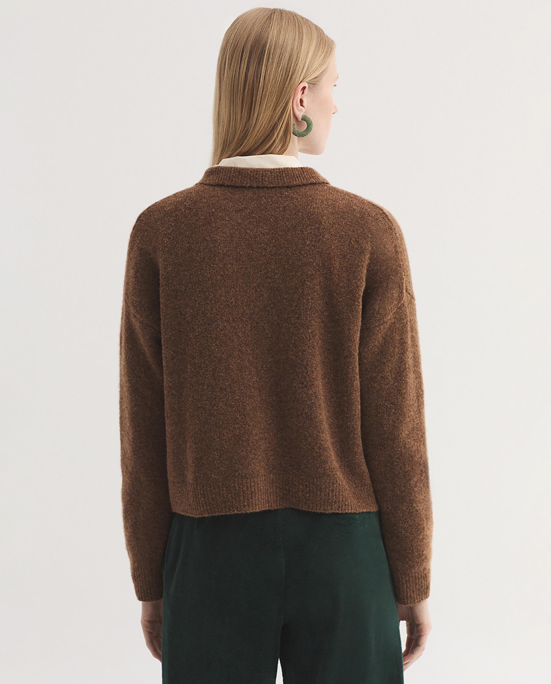 Jersey de punto de mujer con cuello camisero y bolsillos - Nice Things - Marrón Marrón-4
