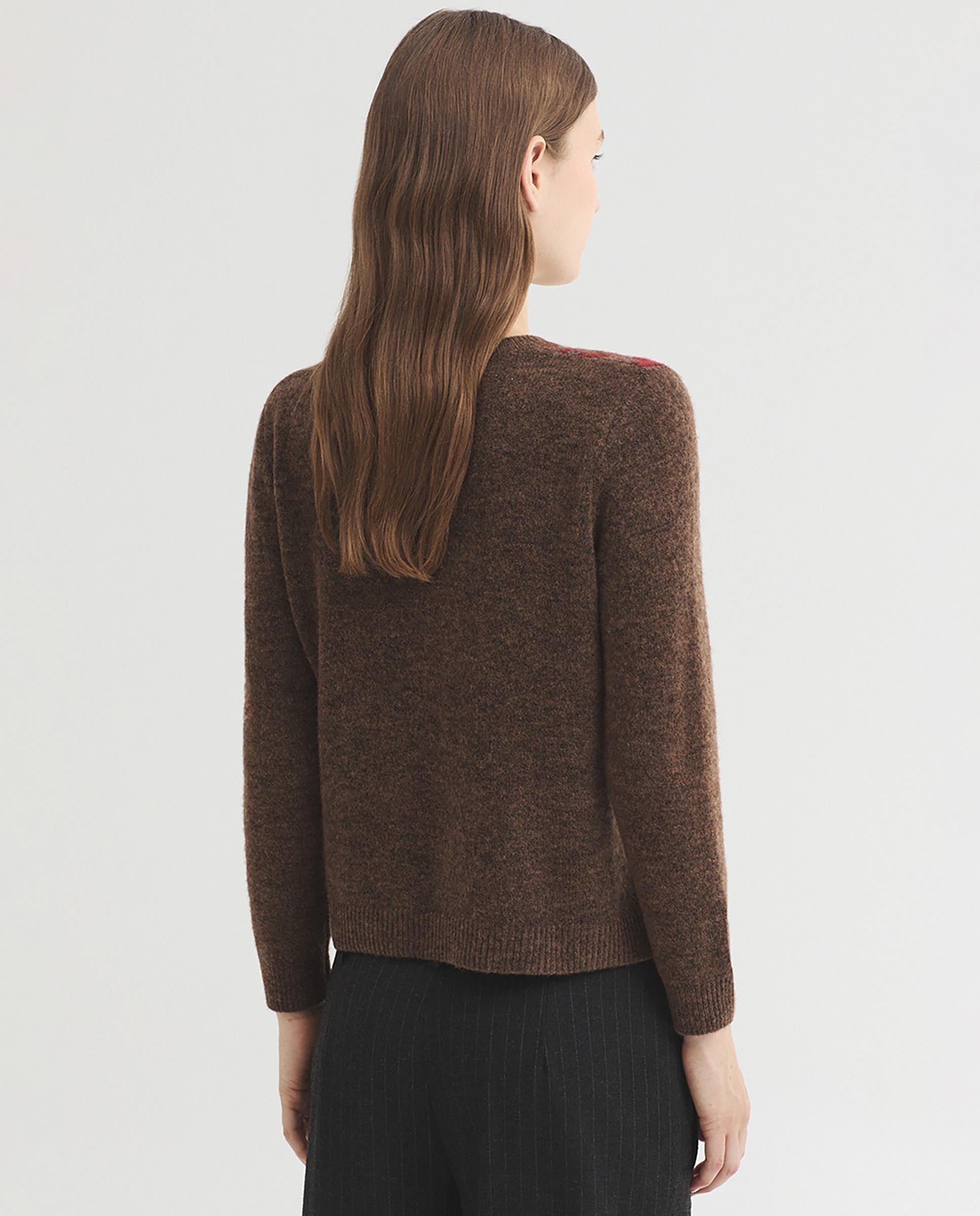 Jersey de mujer jacquard de flores - Nice Things - Marrón Marrón-4