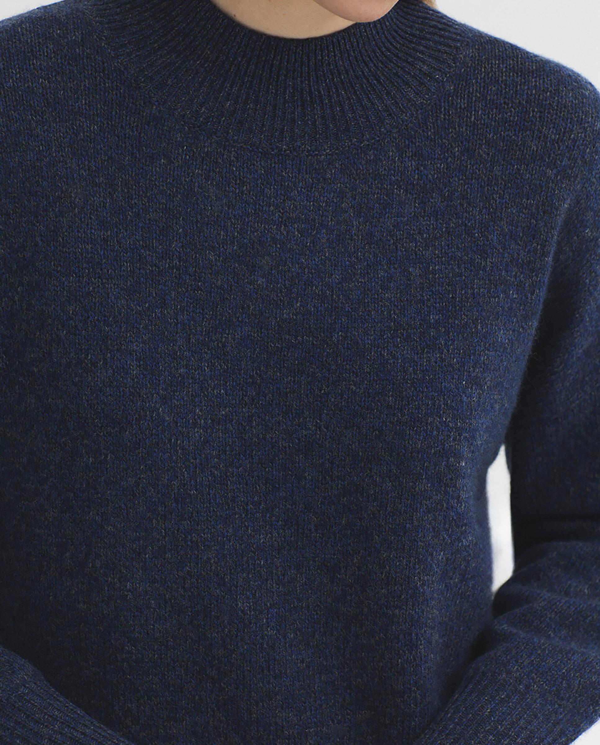 Jersey de mujer 100% lana con cuello alto - Nice Things - Azul Azul-3