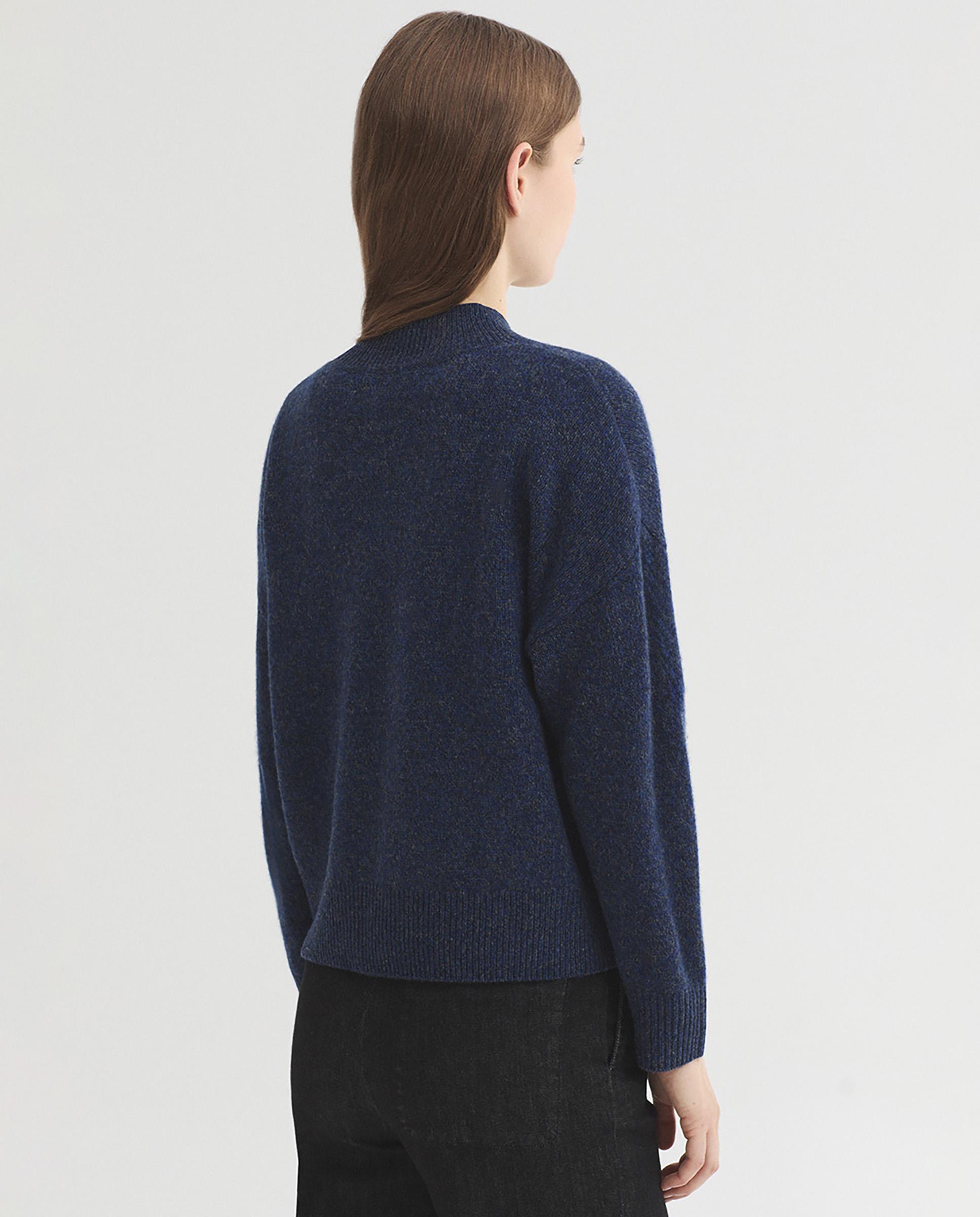 Jersey de mujer 100% lana con cuello alto - Nice Things - Azul Azul-4