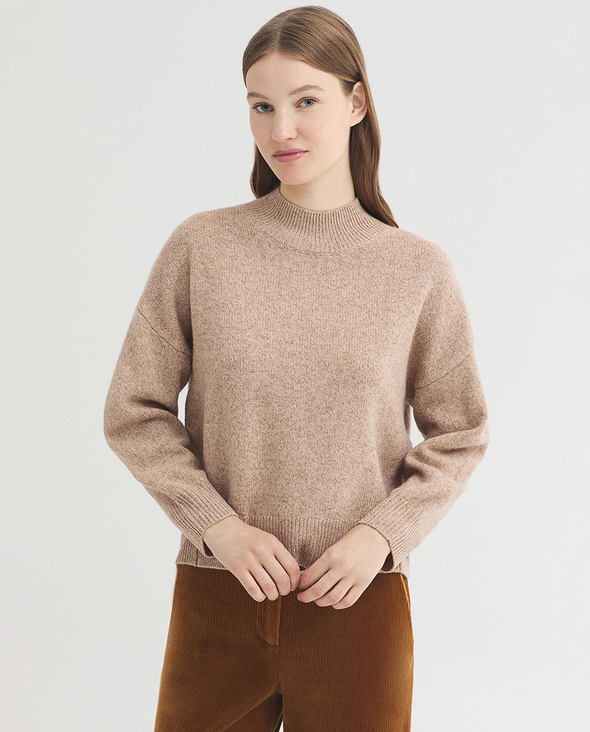 Jersey de mujer 100% lana con cuello alto - Nice Things - Beige Beige-1