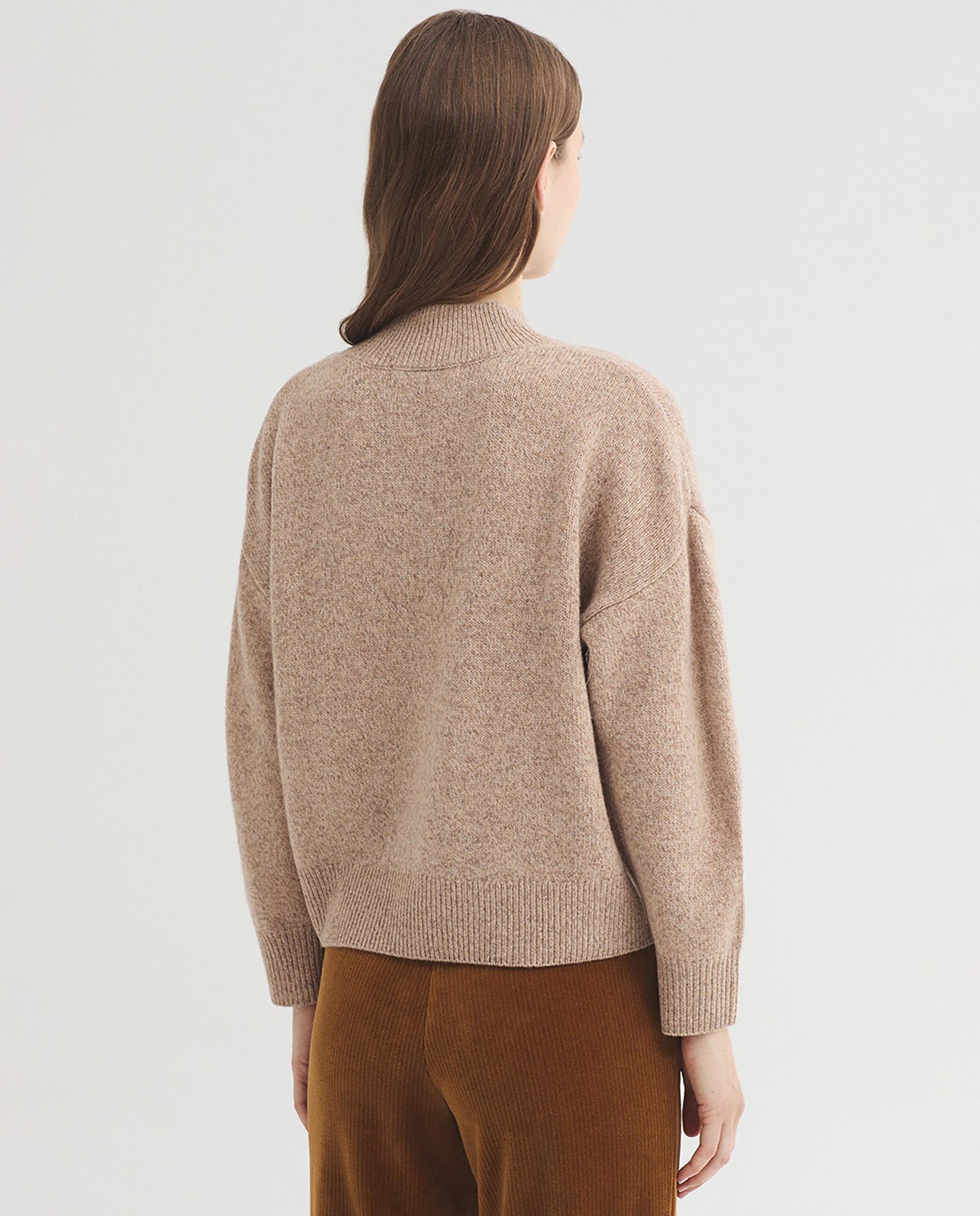 Jersey de mujer 100% lana con cuello alto - Nice Things - Beige Beige-4