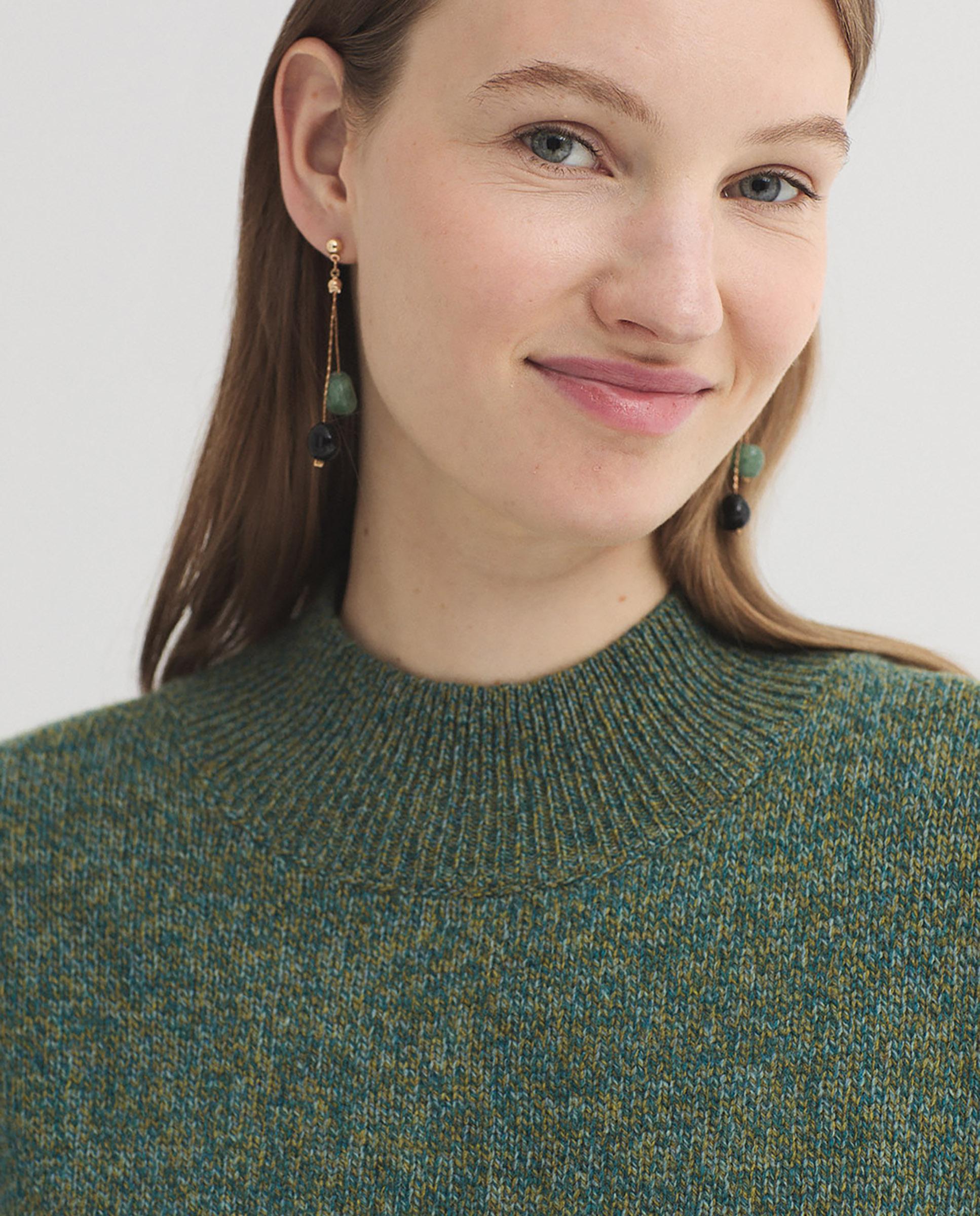 Jersey de mujer 100% lana con cuello alto - Nice Things - Verde Verde-2