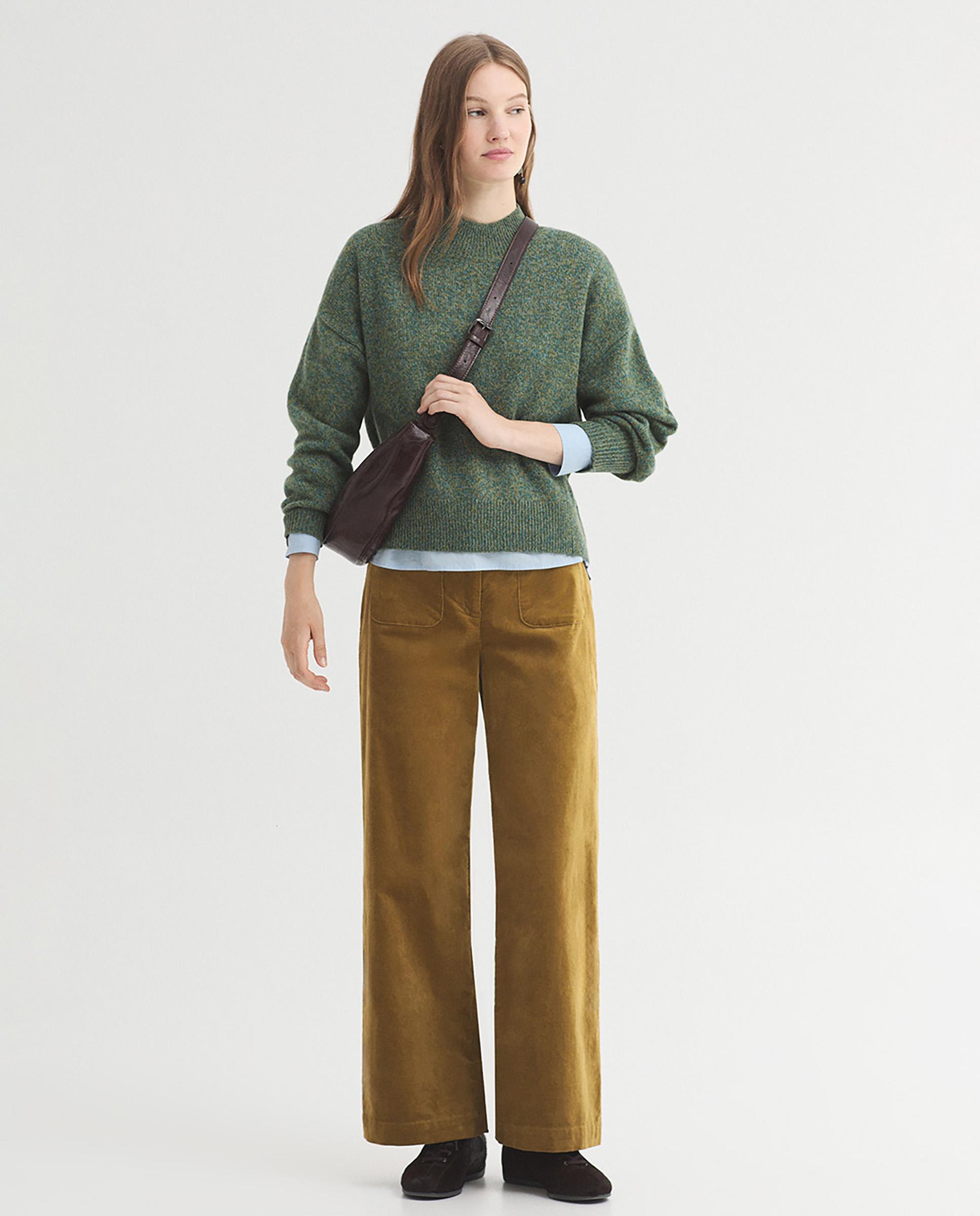Jersey de mujer 100% lana con cuello alto - Nice Things - Verde Verde-5