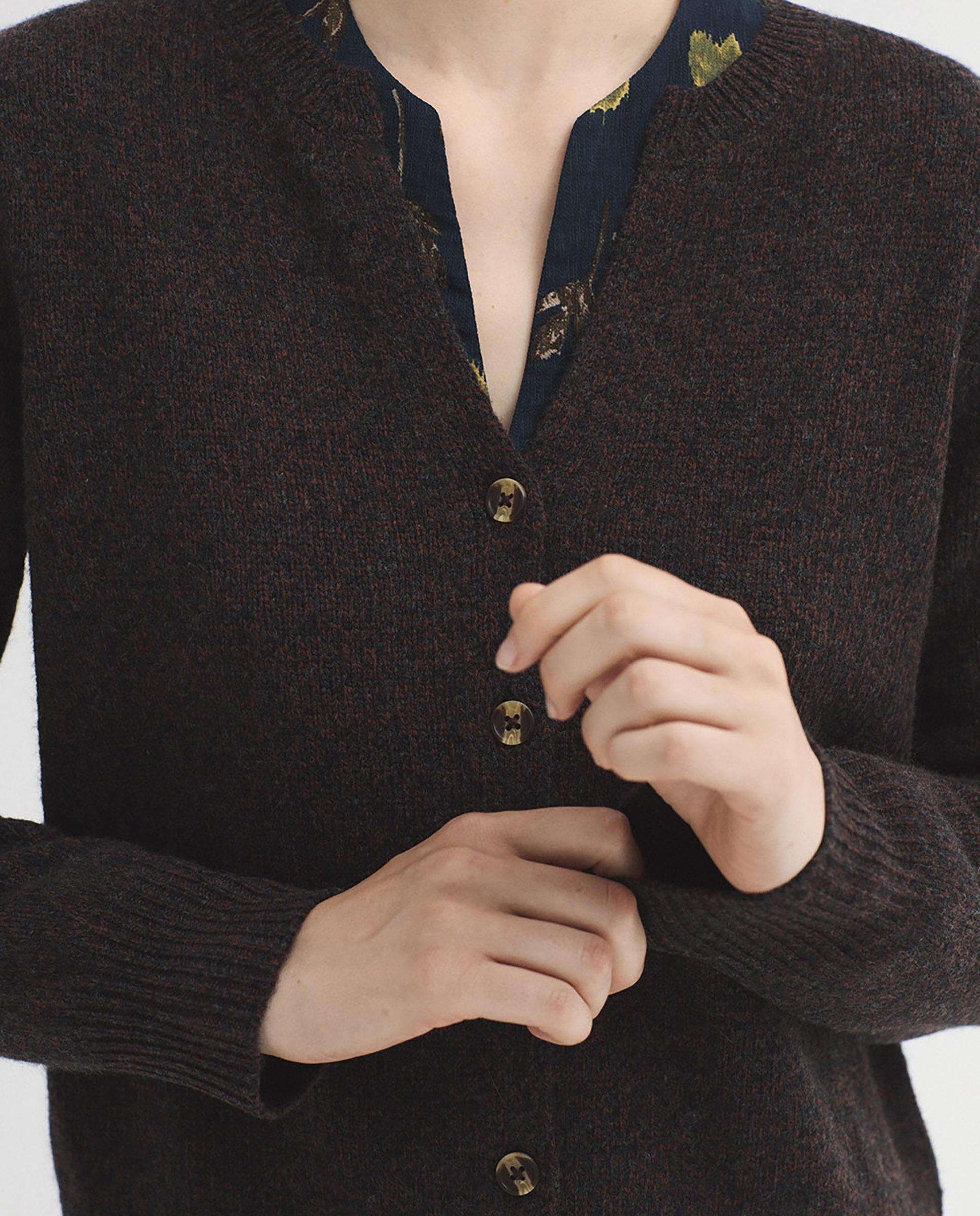 Jersey de punto de mujer moteada con cuello redondo - Nice Things - Gris oscuro Gris oscuro-3