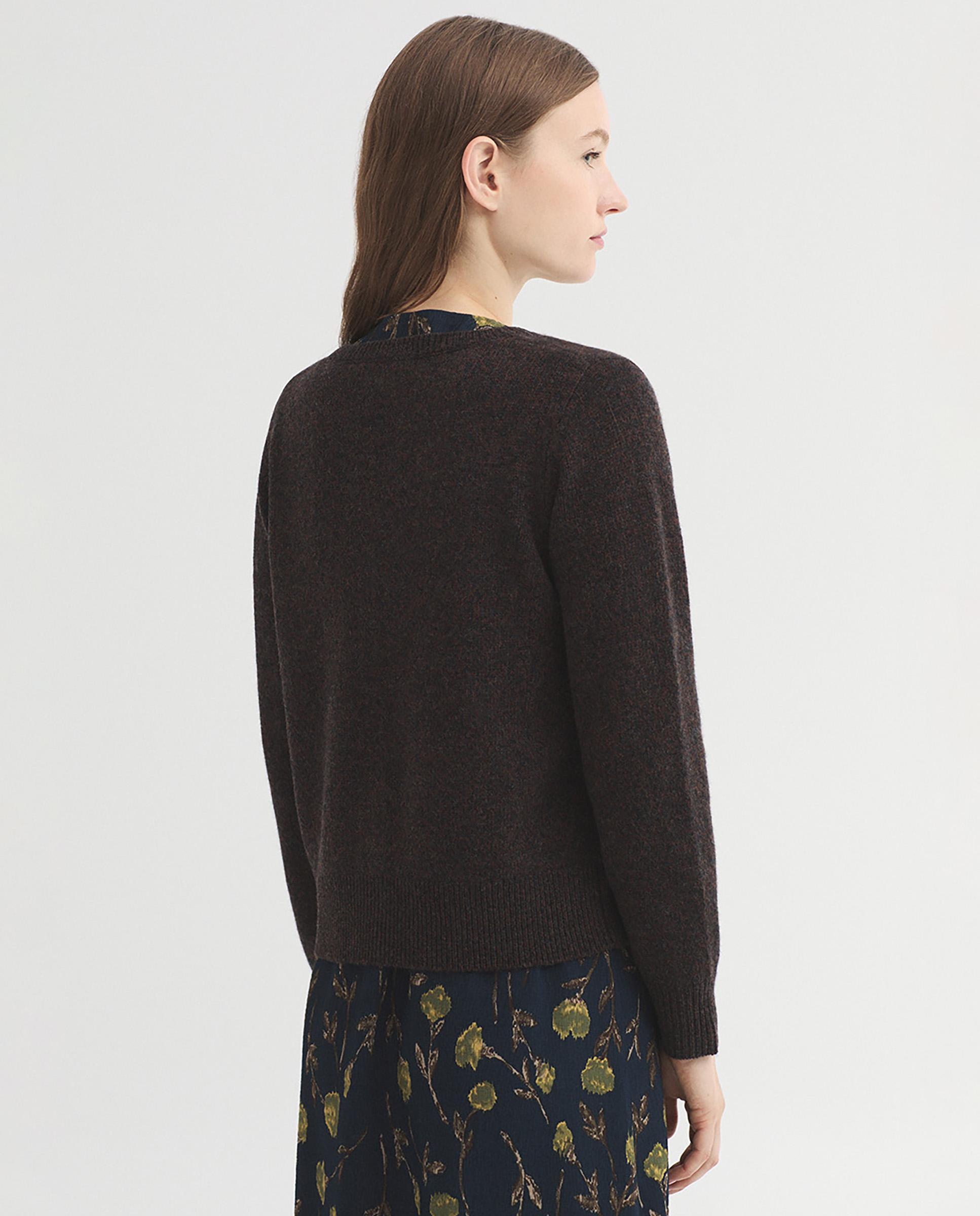 Jersey de punto de mujer moteada con cuello redondo - Nice Things - Gris oscuro Gris oscuro-4