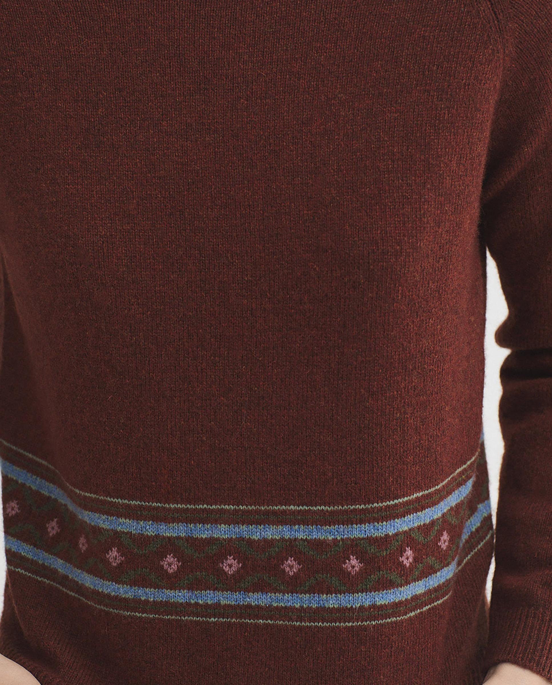 Jersey de mujer con cuello redondo y detalles de greca - Nice Things - Marrón Marrón-3