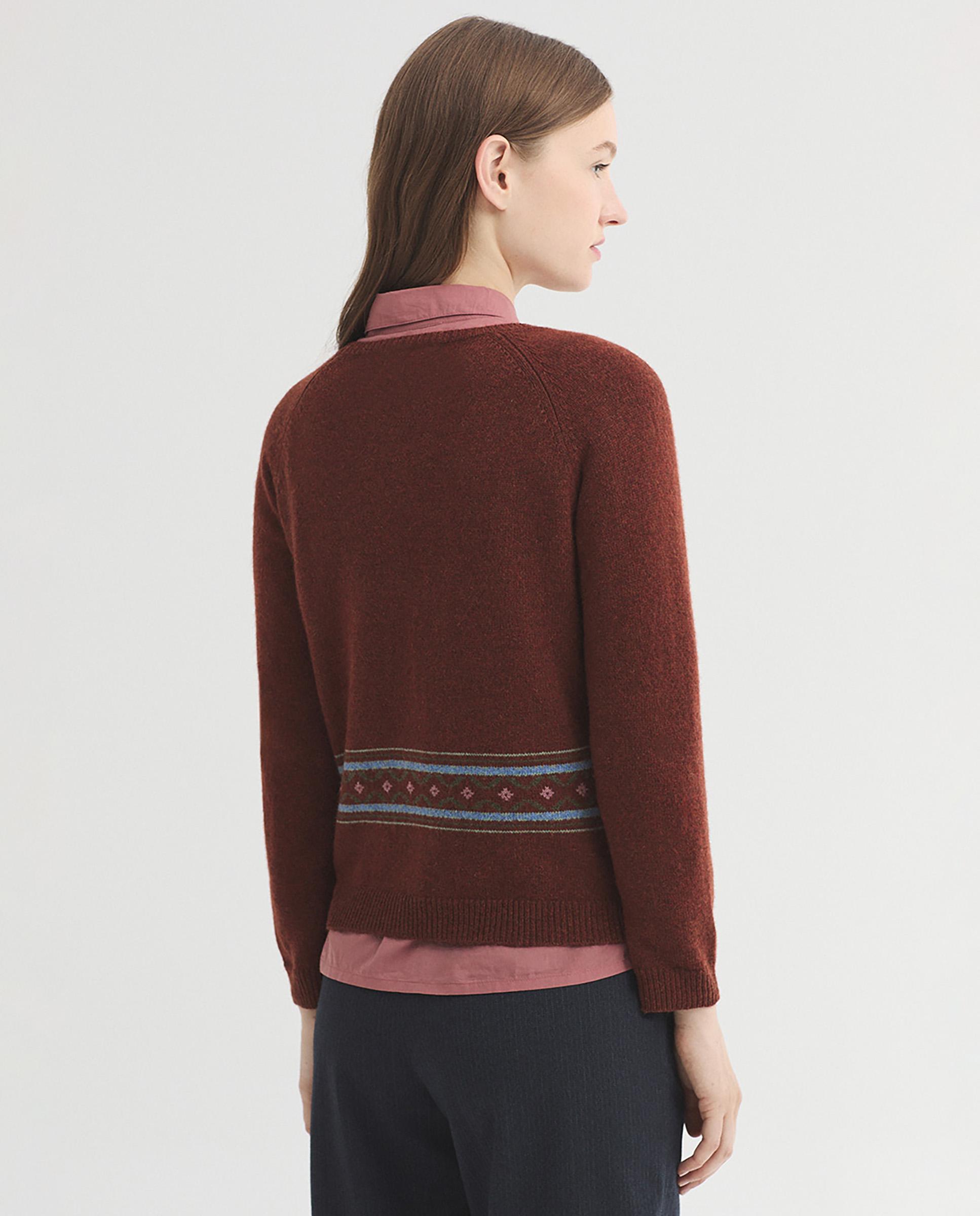 Jersey de mujer con cuello redondo y detalles de greca - Nice Things - Marrón Marrón-4