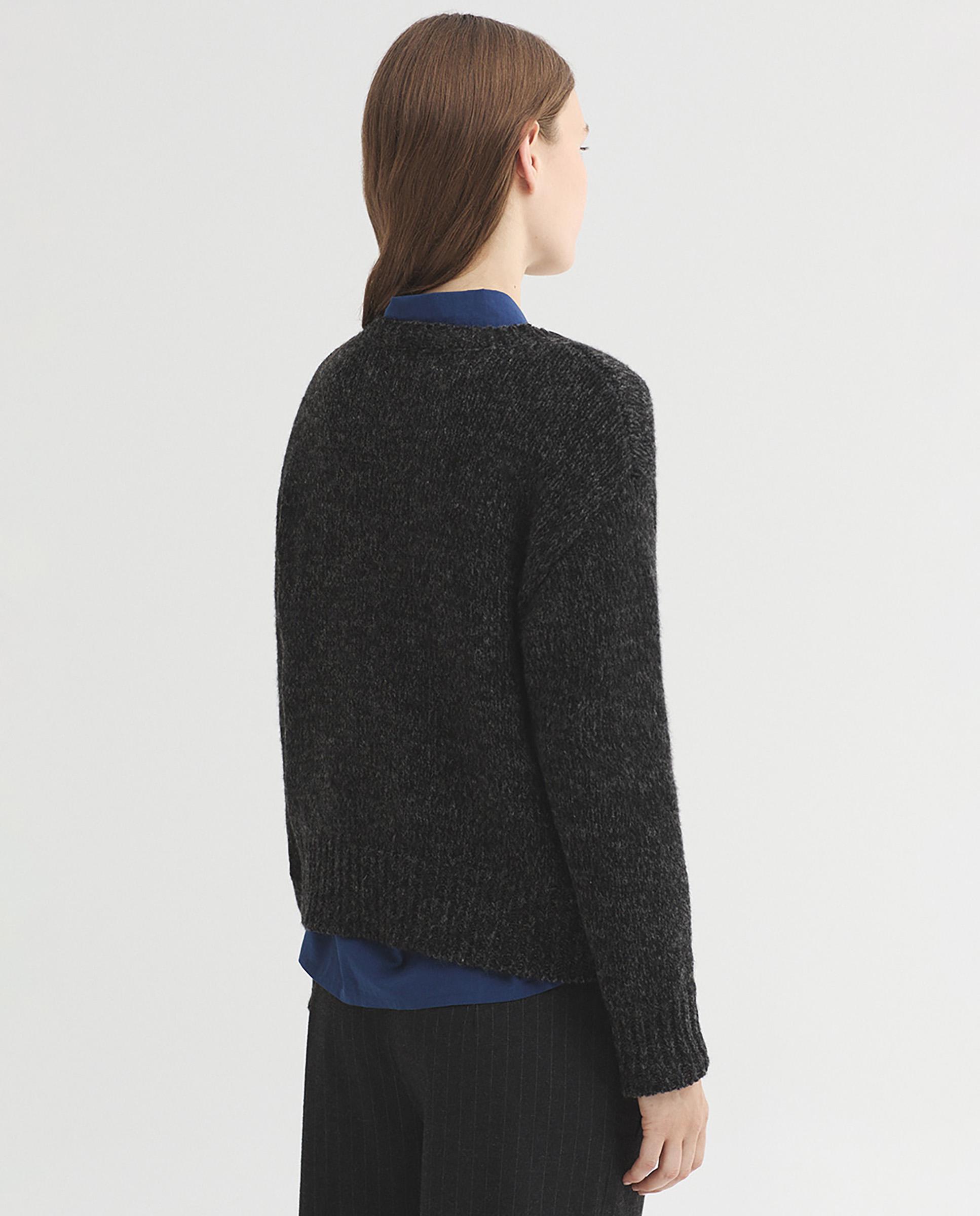 Jersey de mujer con intarsia y cuello redondo - Nice Things - Gris oscuro Gris oscuro-4