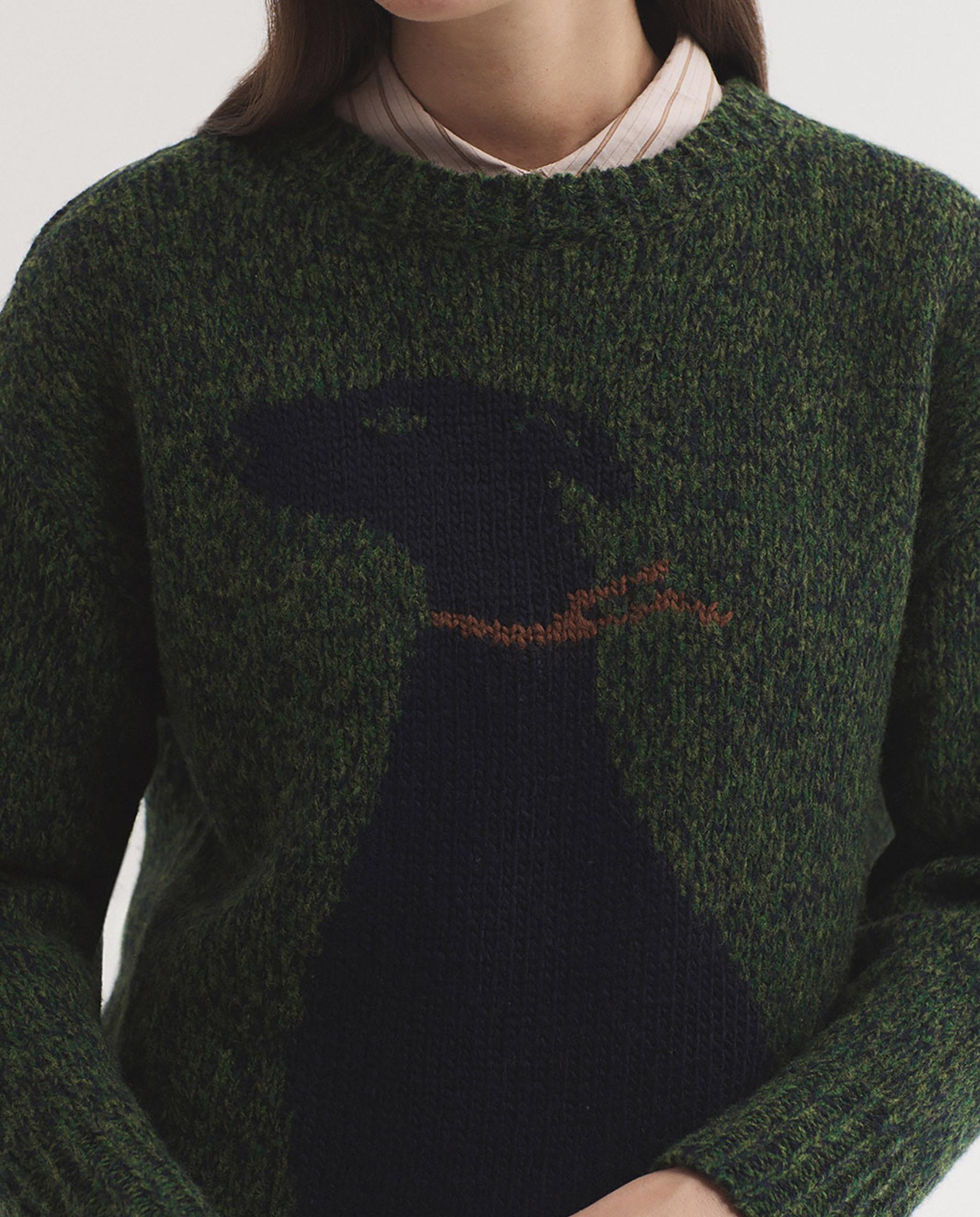Jersey de mujer con intarsia y cuello redondo - Nice Things - Verde Verde-3