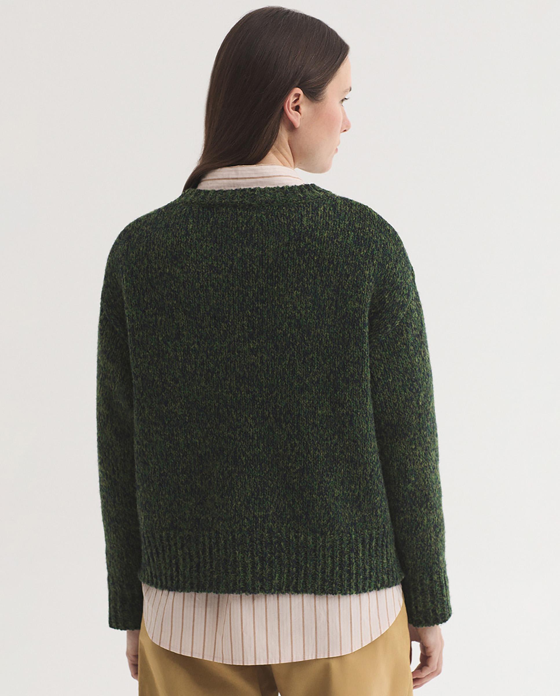 Jersey de mujer con intarsia y cuello redondo - Nice Things - Verde Verde-4