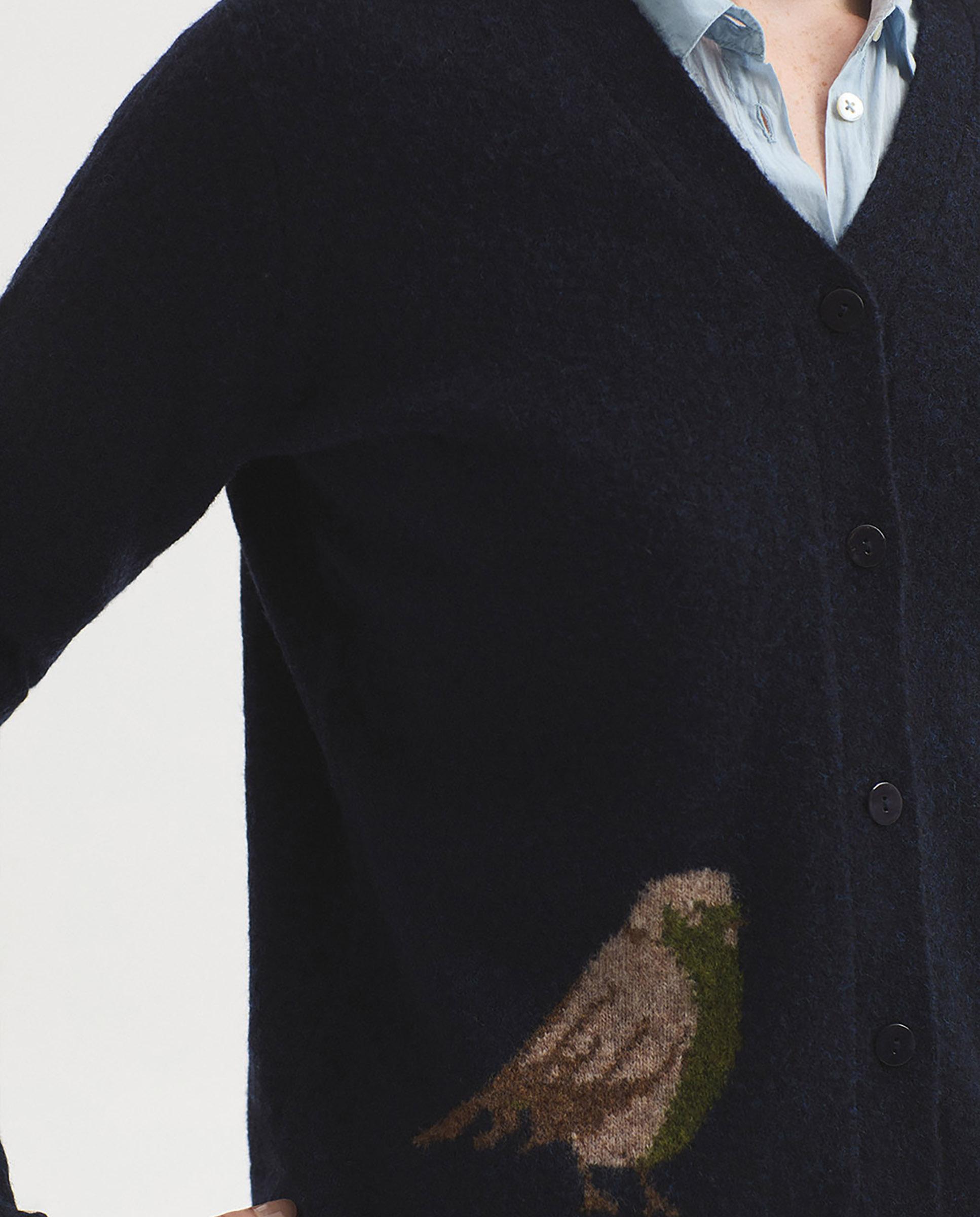 Imagen 3 de Cárdigan de mujer con intarsia de pájaro y cuello redondo - Nice Things - Azul marino Azul marino