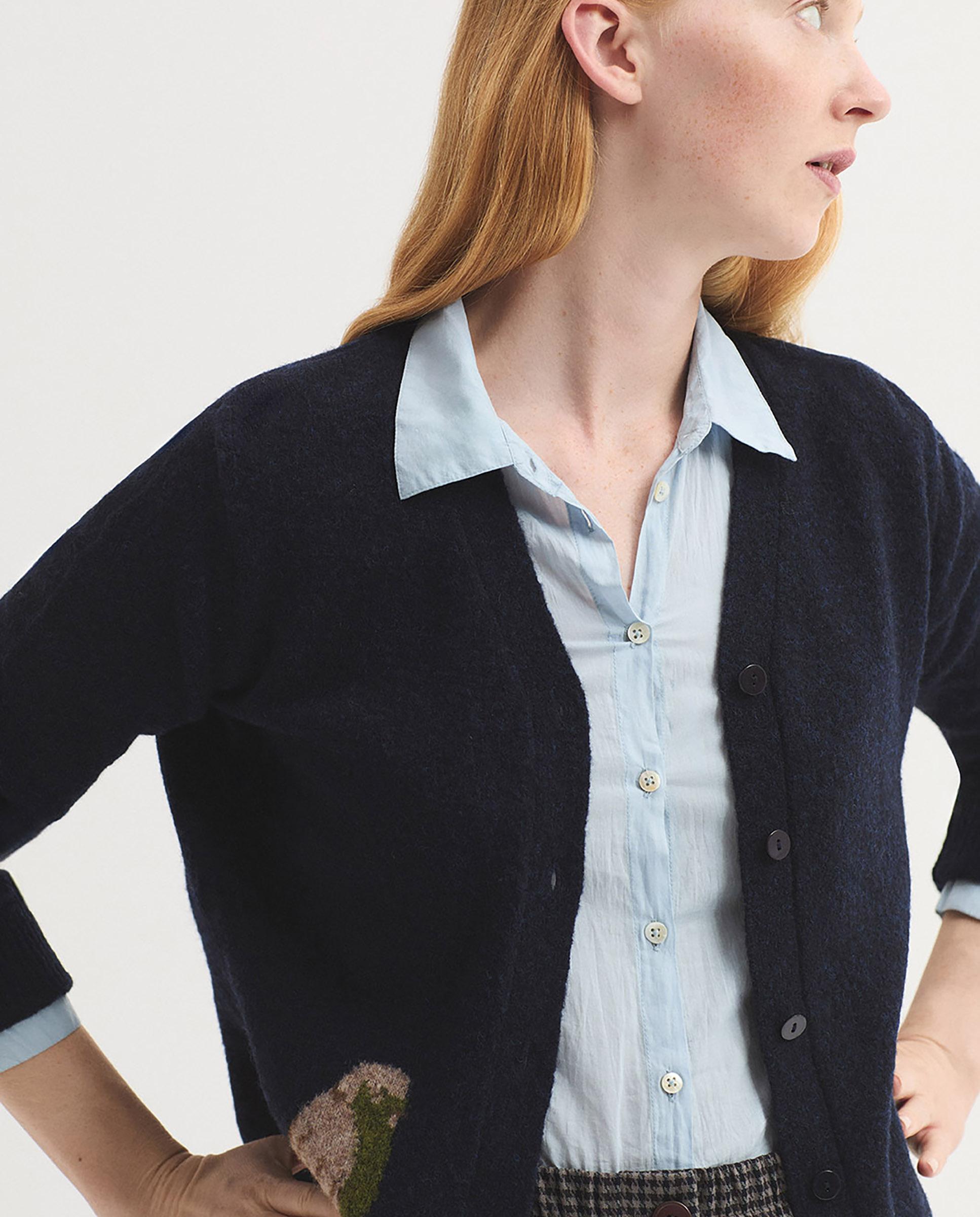 Imagen 5 de Cárdigan de mujer con intarsia de pájaro y cuello redondo - Nice Things - Azul marino Azul marino