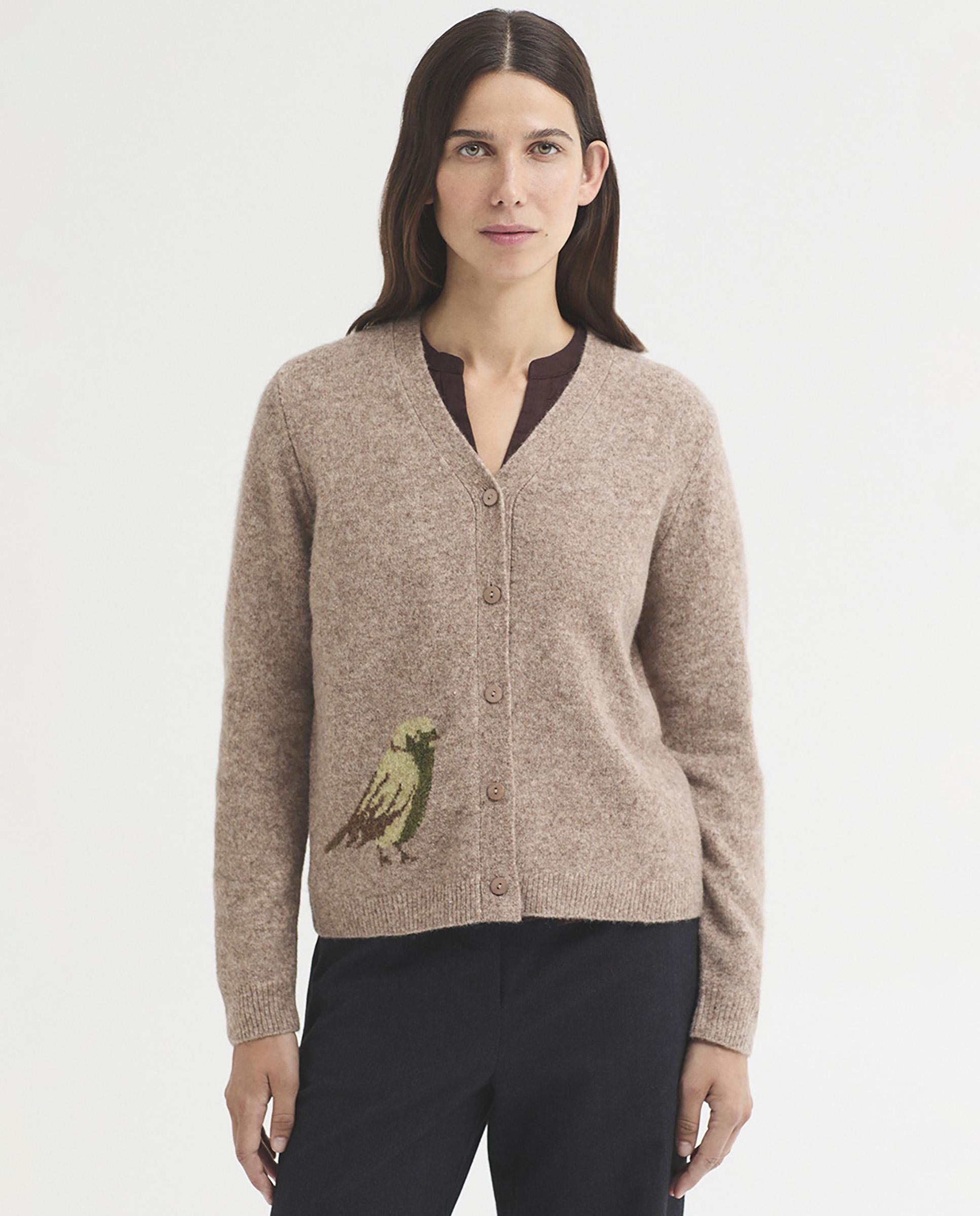 Imagen 0 de Cárdigan de mujer de punto con cuello de pico y manga larga Beige