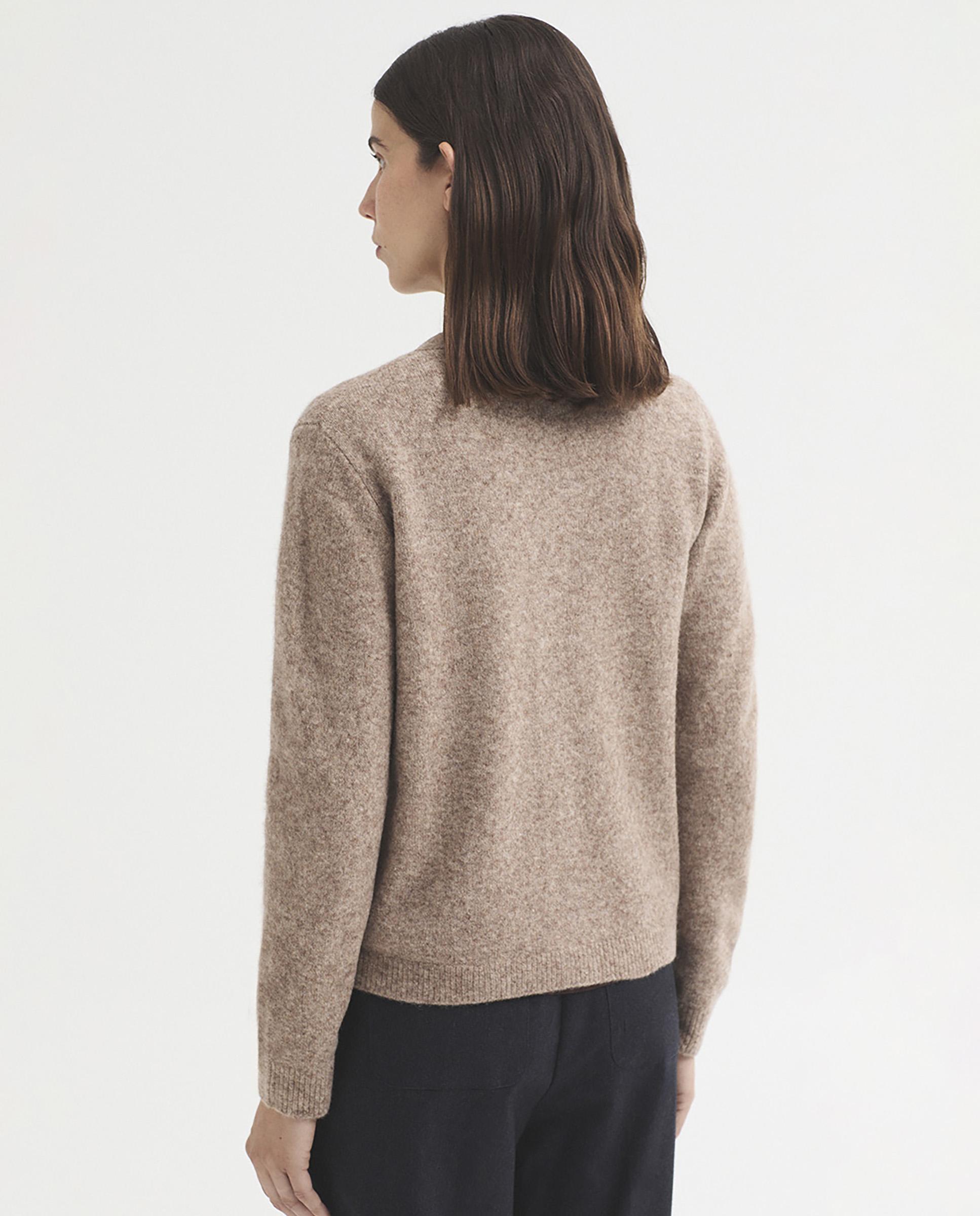 Cárdigan de mujer de punto con cuello de pico y manga larga - Nice Things - Beige Beige-5