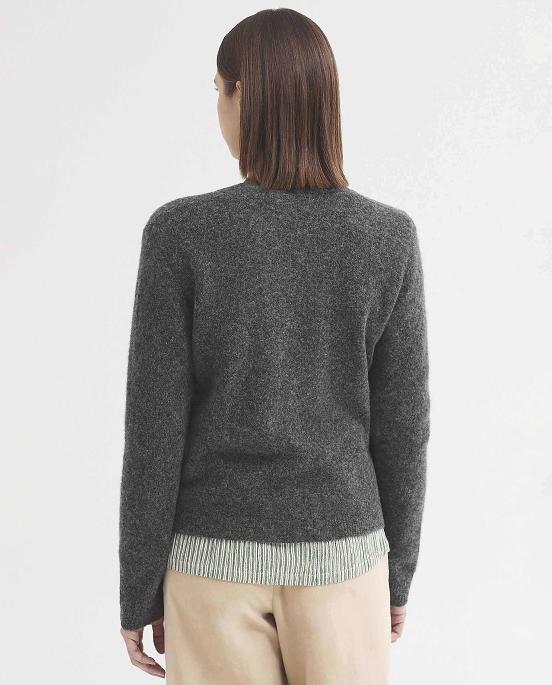 Cárdigan de mujer de punto con cuello de pico y manga larga - Nice Things - Gris Gris-5