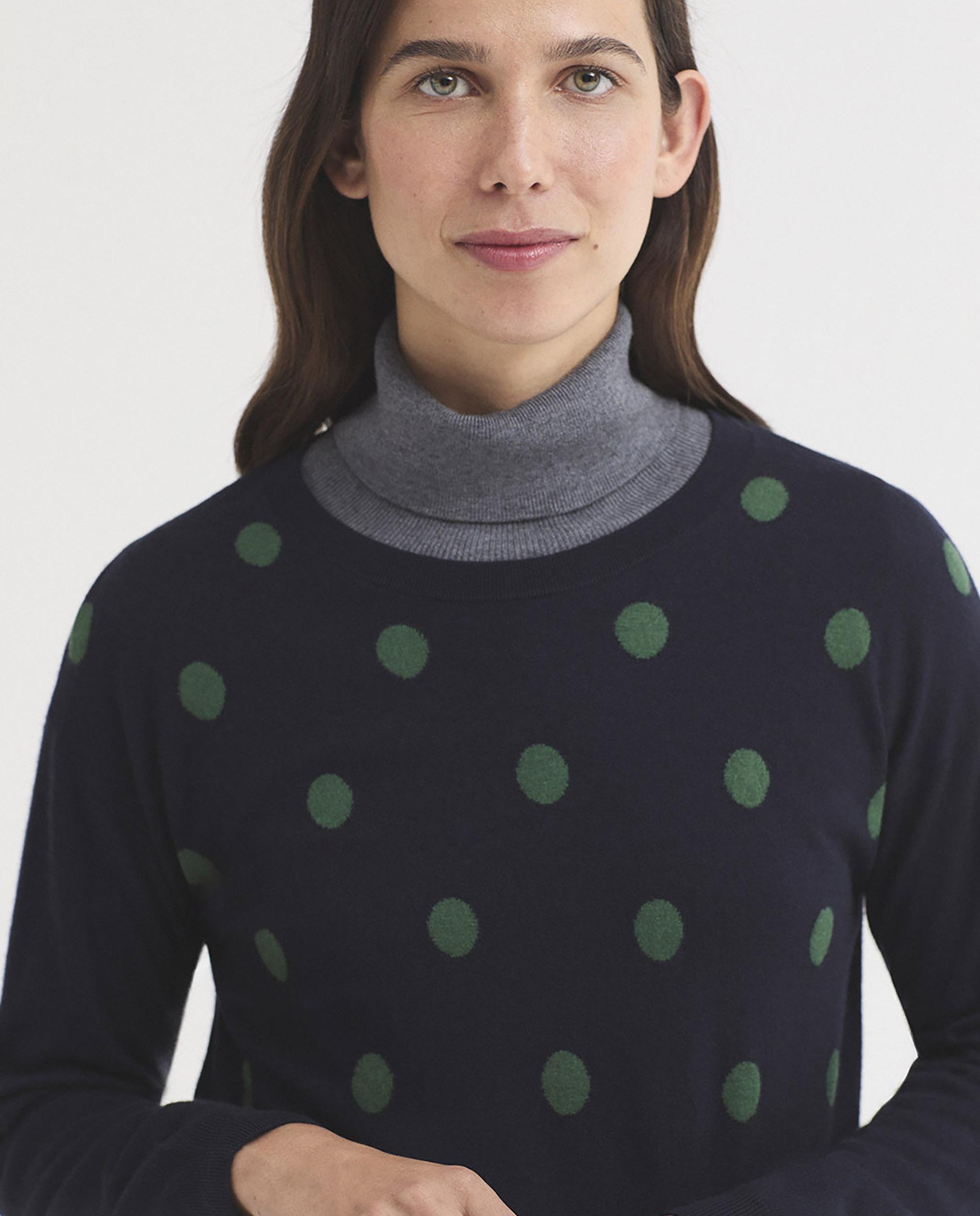Jersey de mujer con lunares y cuello redondo - Nice Things - Azul marino Azul marino-3