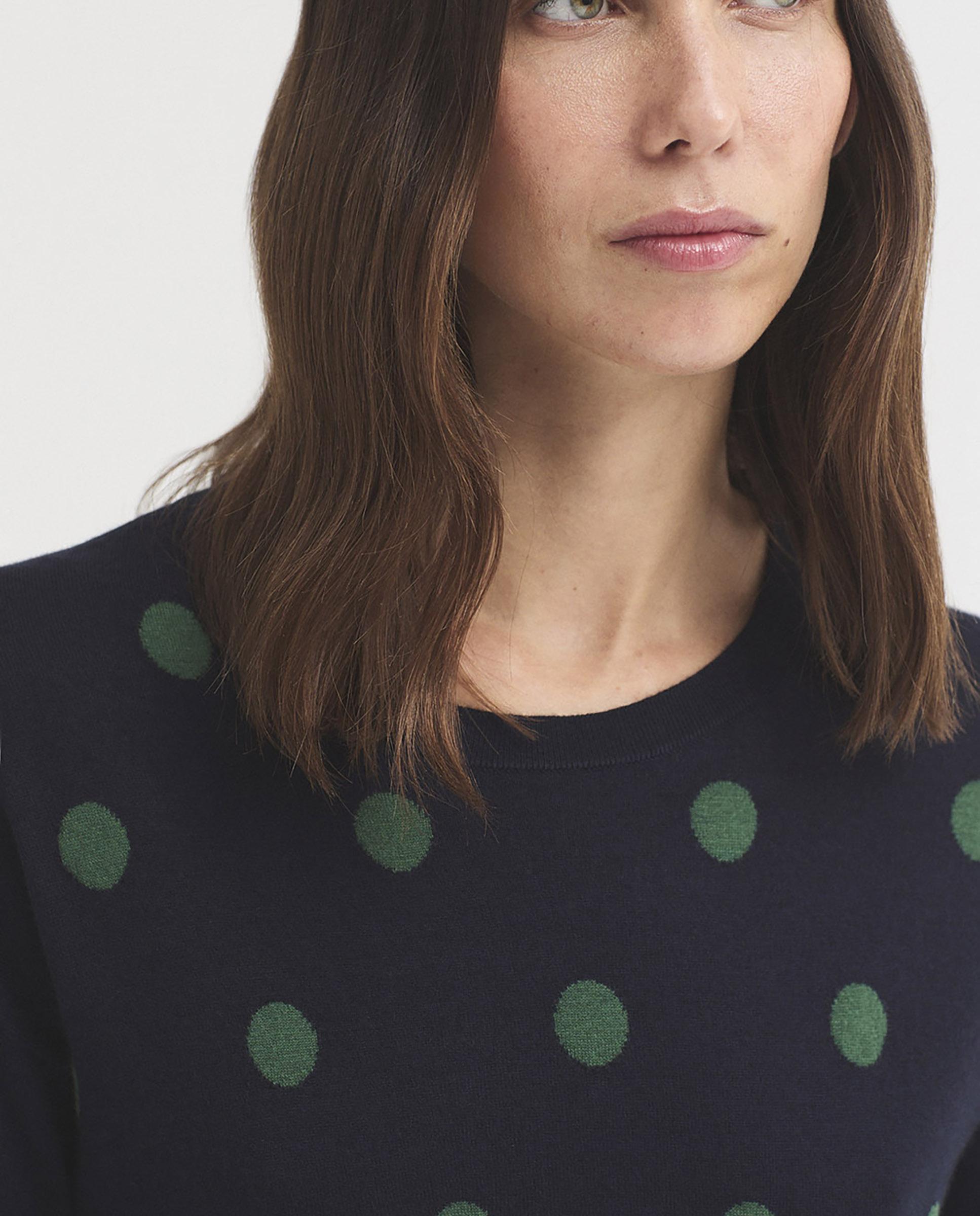 Jersey de mujer con lunares y cuello redondo - Nice Things - Azul marino Azul marino-4