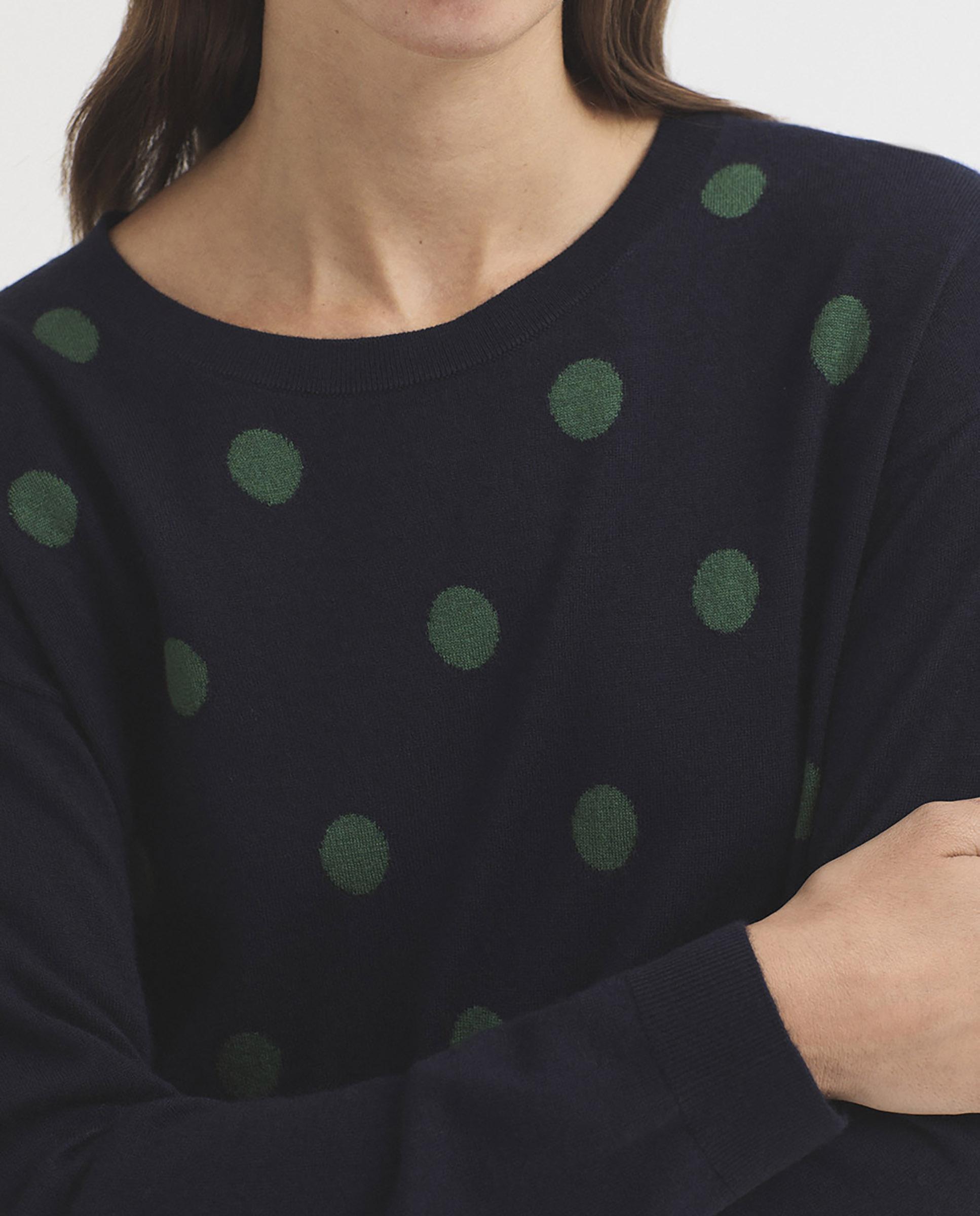 Jersey de mujer con lunares y cuello redondo - Nice Things - Azul marino Azul marino-5