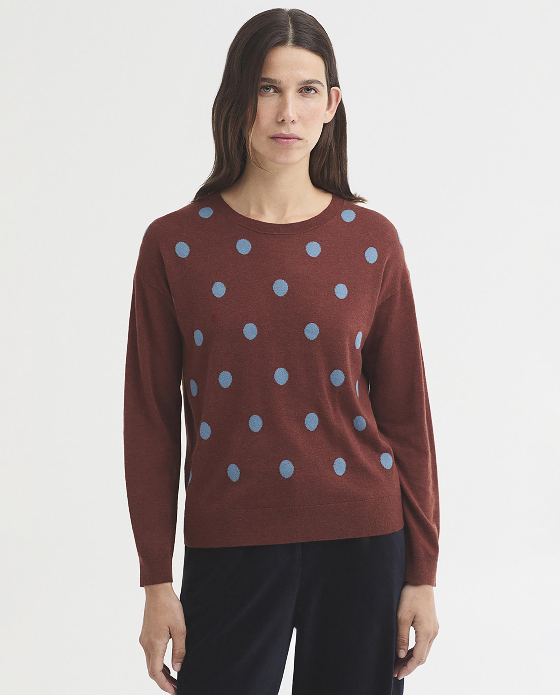 Jersey de mujer con lunares y cuello redondo - Nice Things - Marrón Marrón-1