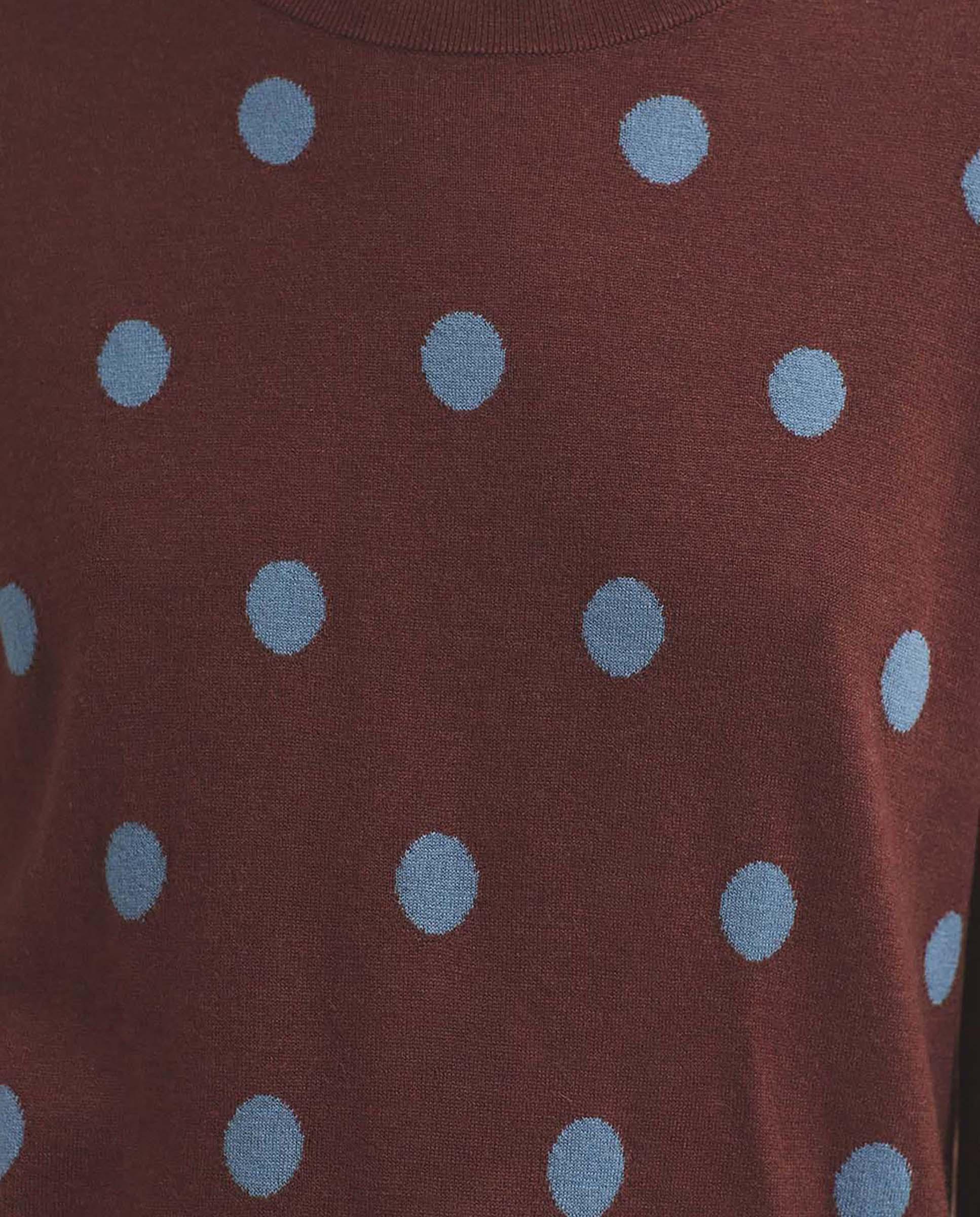 Jersey de mujer con lunares y cuello redondo - Nice Things - Marrón Marrón-6