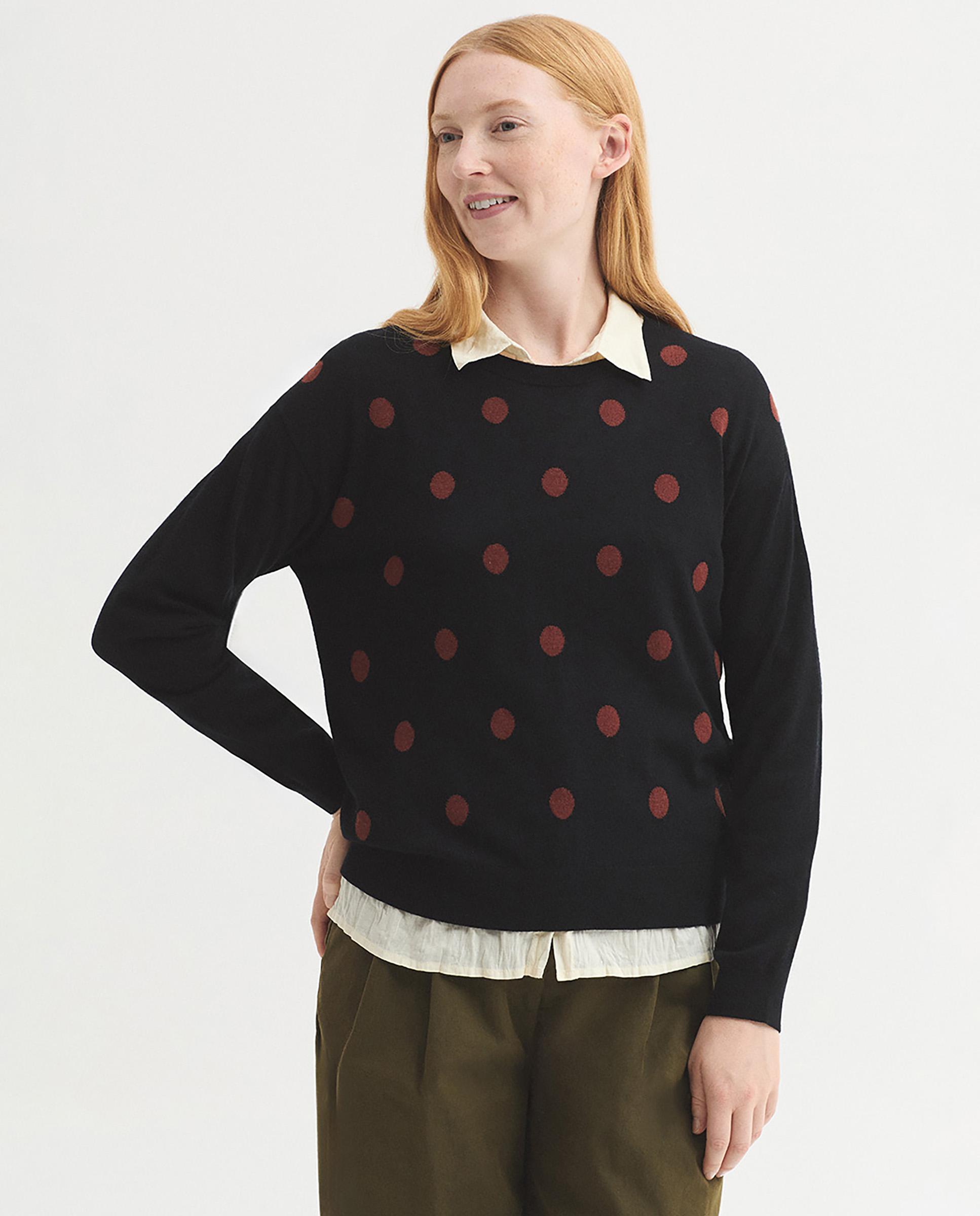 Imagen 1 de Jersey de mujer con lunares y cuello redondo Negro