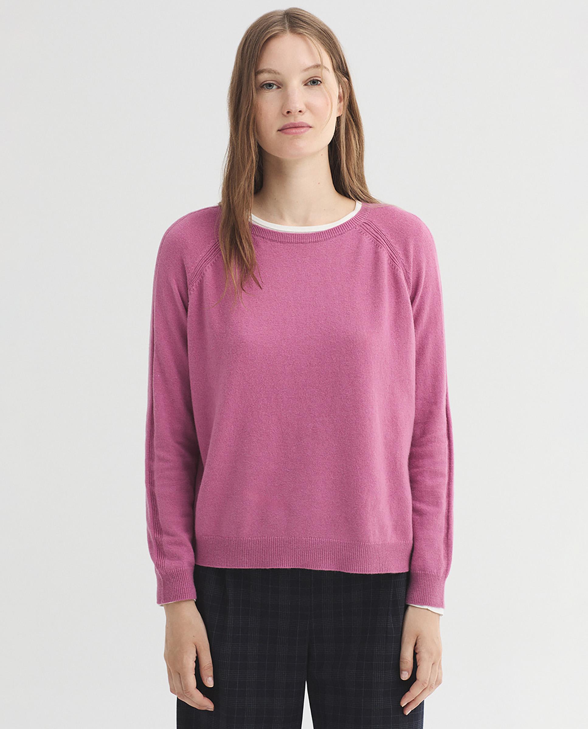 Jersey de mujer con cuello redondo liso - Nice Things - Rosa Rosa-1