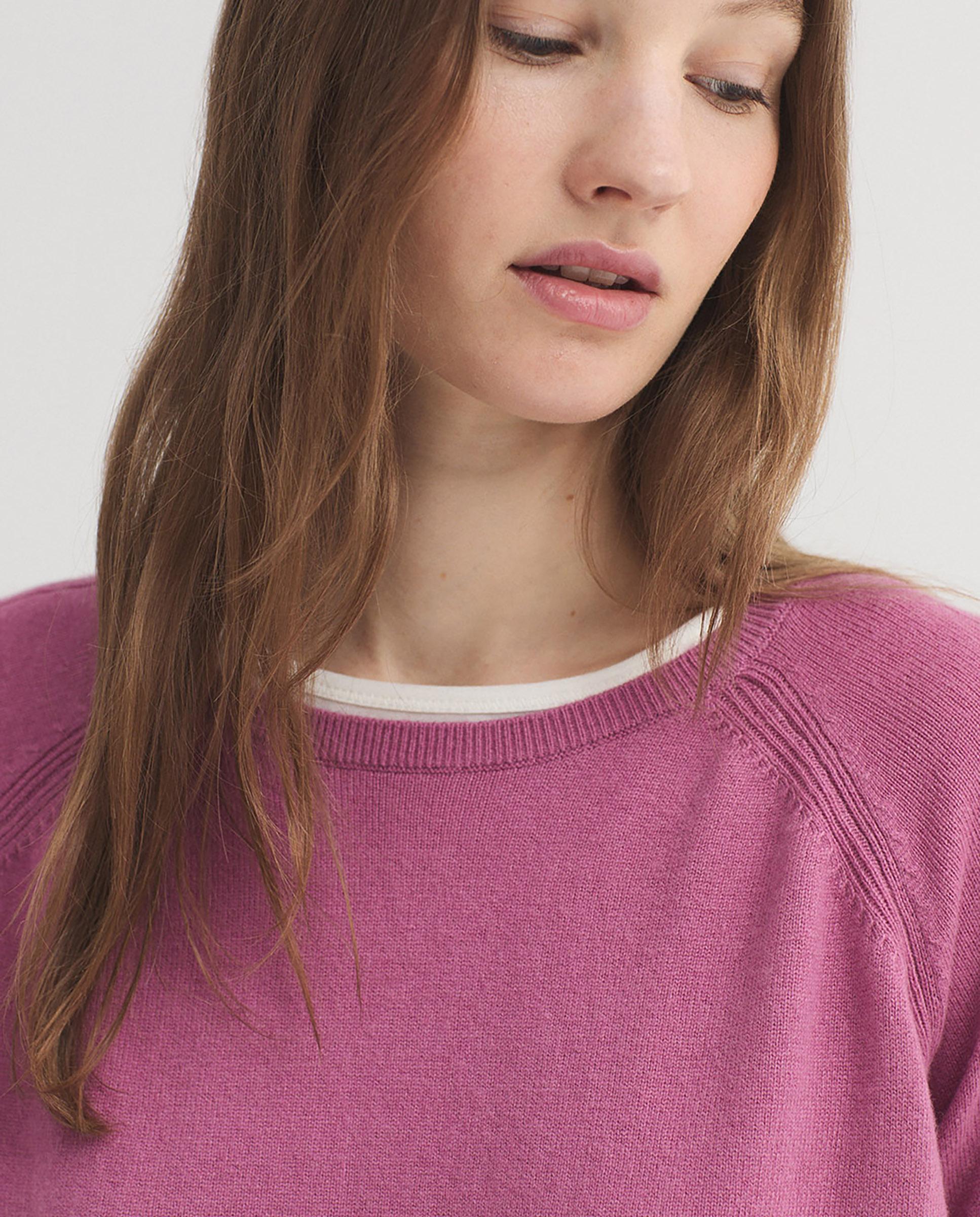 Jersey de mujer con cuello redondo liso - Nice Things - Rosa Rosa-2