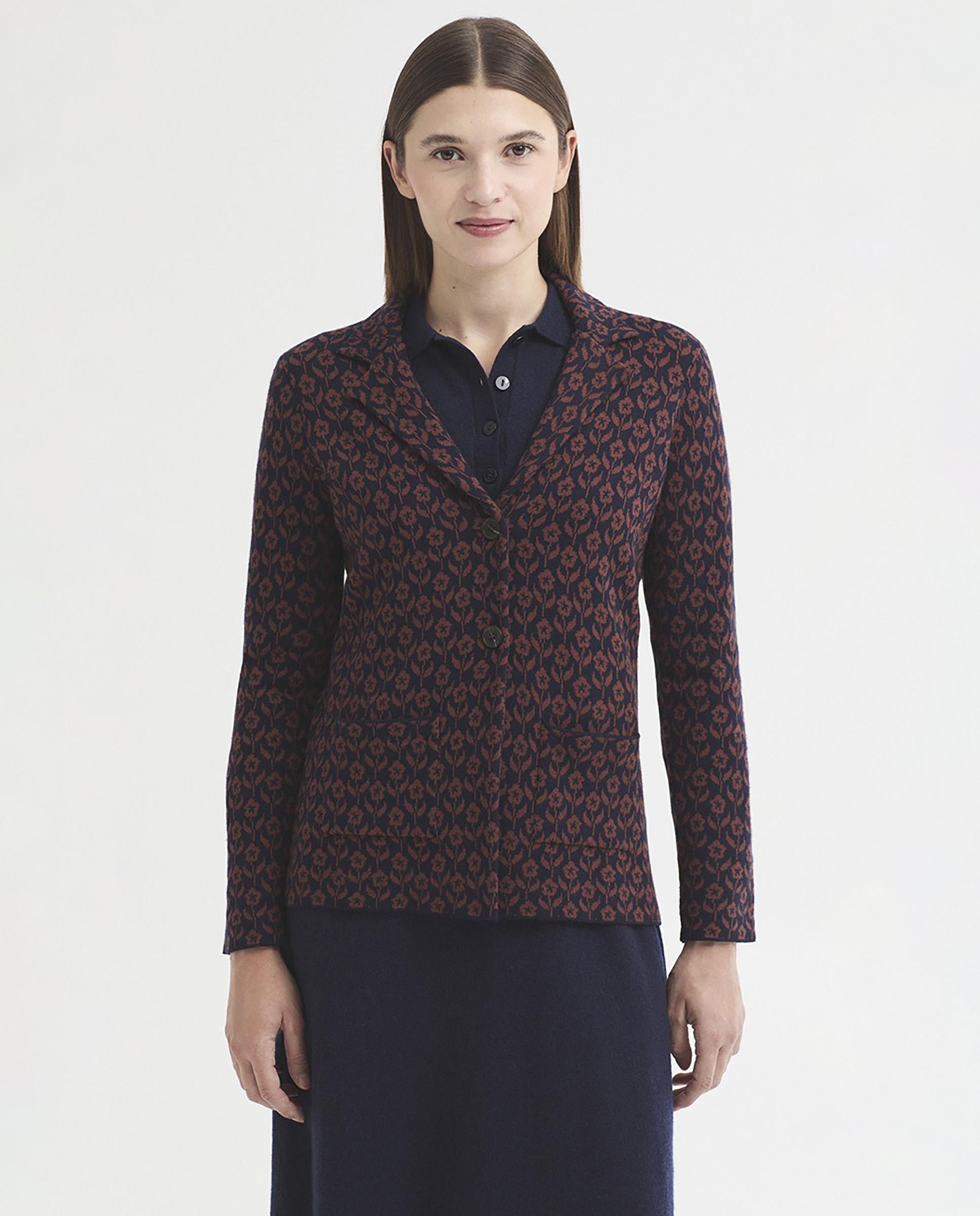 Blazer de mujer de jacquard de flores - Nice Things - Azul marino Azul marino-1