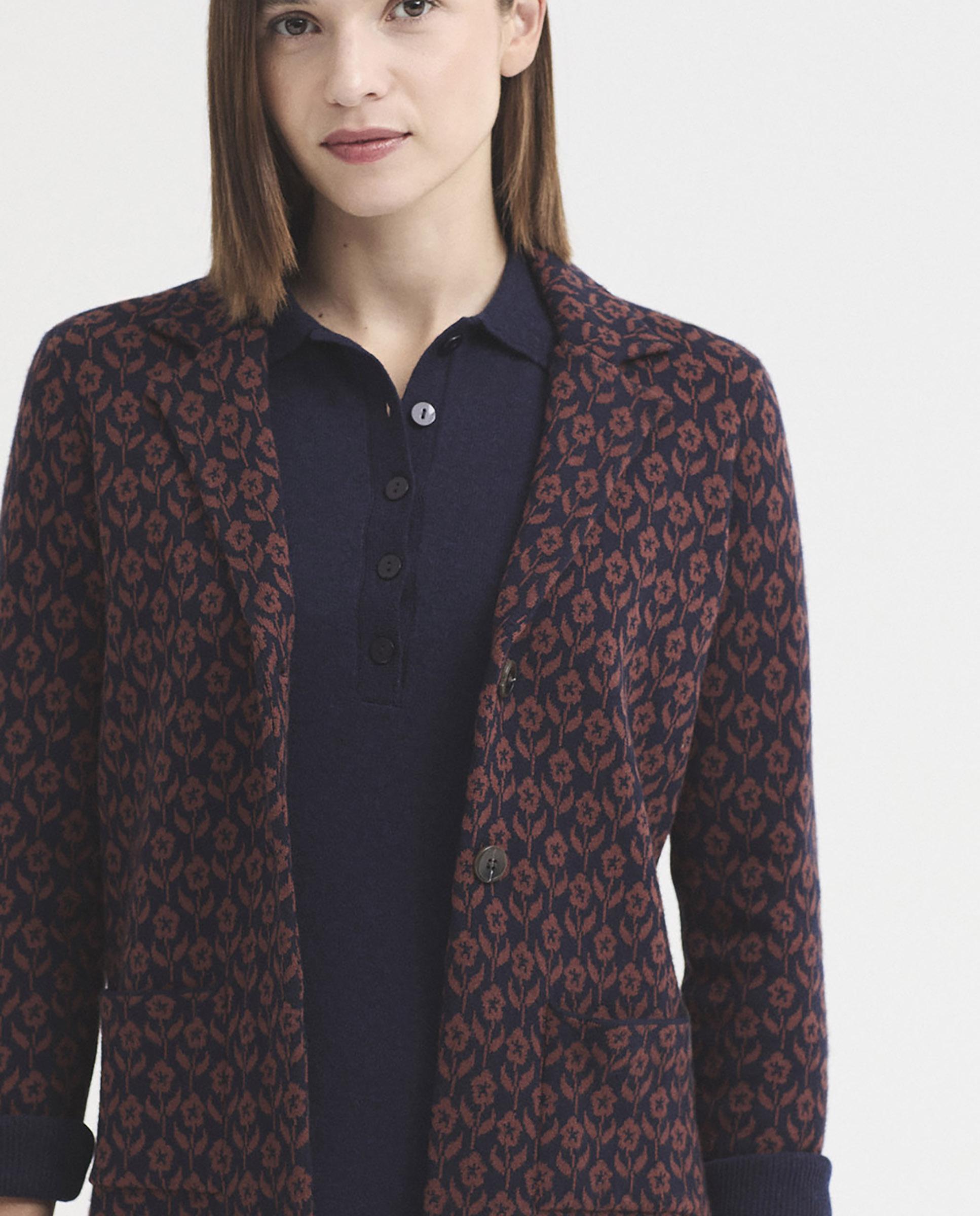 Blazer de mujer de jacquard de flores - Nice Things - Azul marino Azul marino-3
