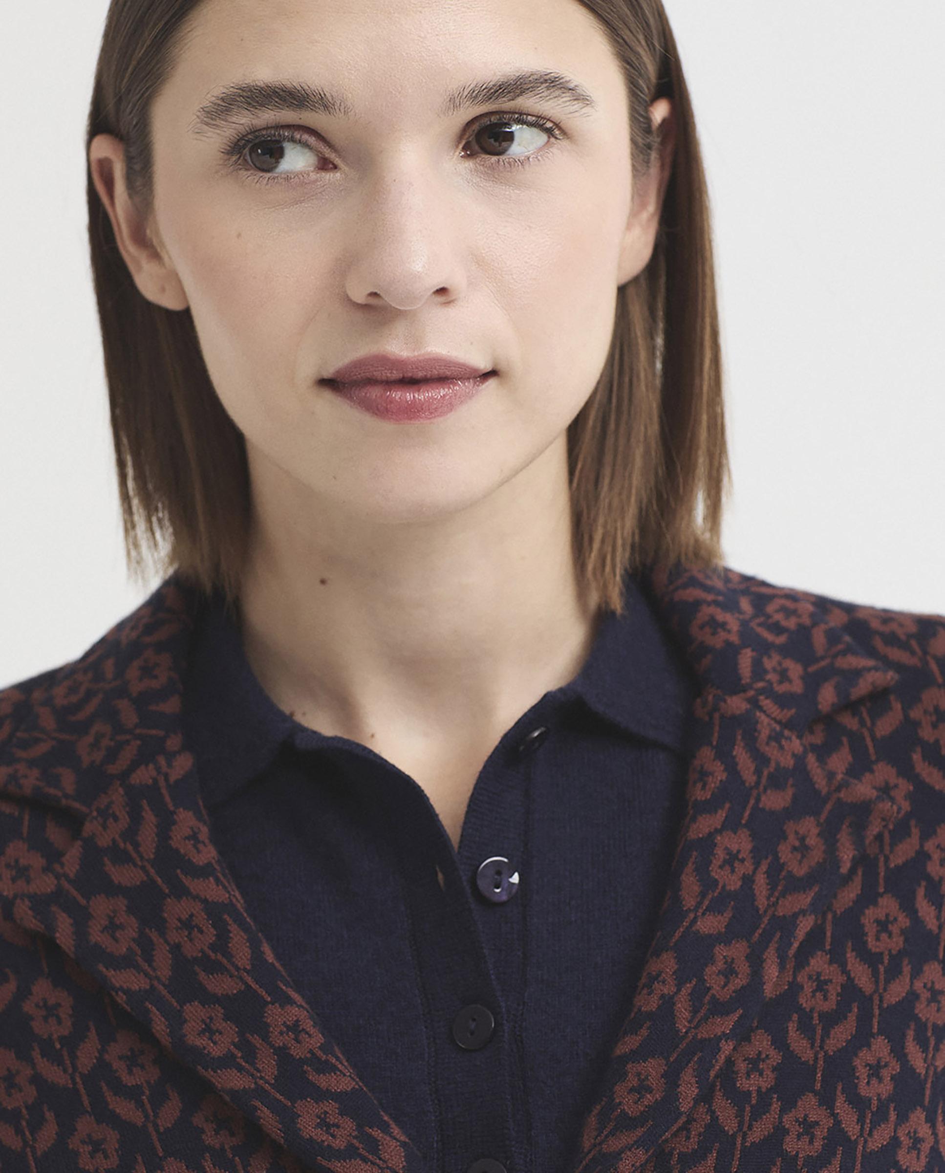 Blazer de mujer de jacquard de flores - Nice Things - Azul marino Azul marino-4