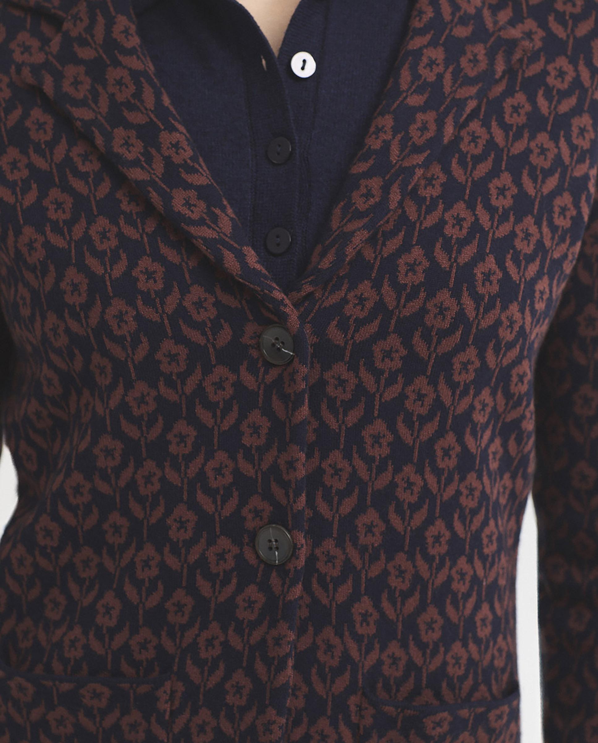 Blazer de mujer de jacquard de flores - Nice Things - Azul marino Azul marino-5