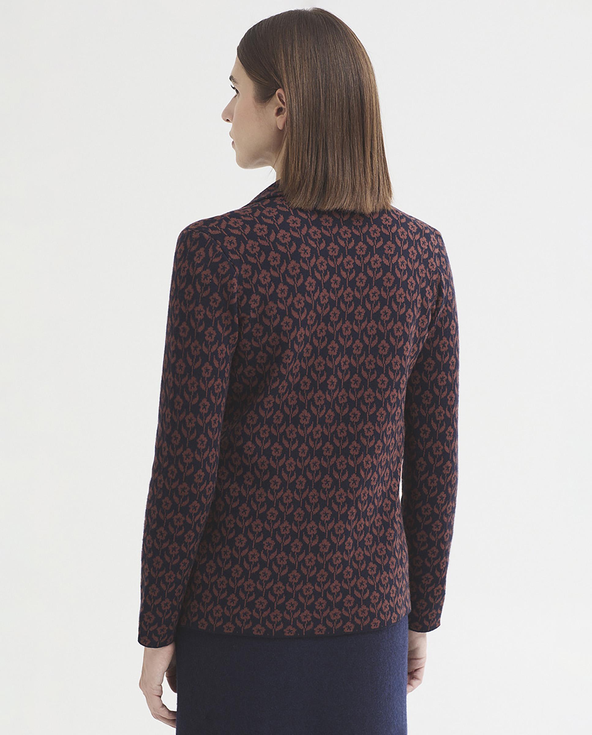 Blazer de mujer de jacquard de flores - Nice Things - Azul marino Azul marino-6
