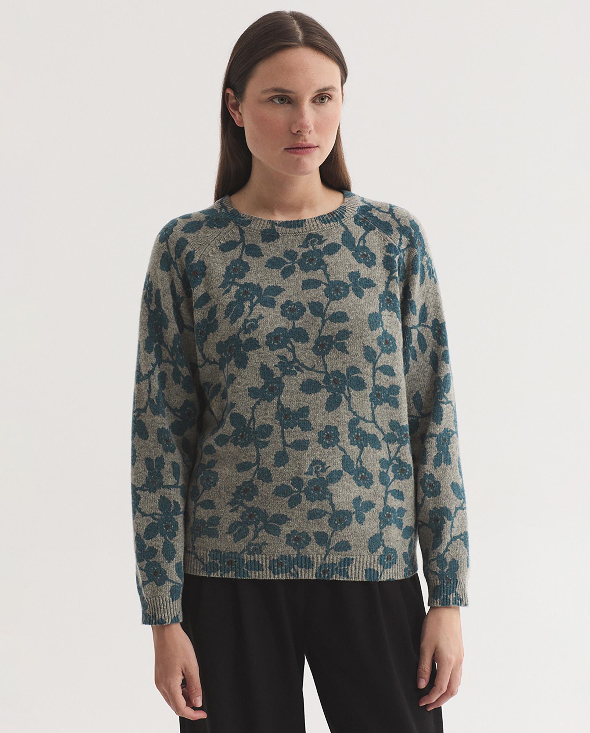 Jersey de mujer con estampado de flores - Nice Things - Gris Gris-1