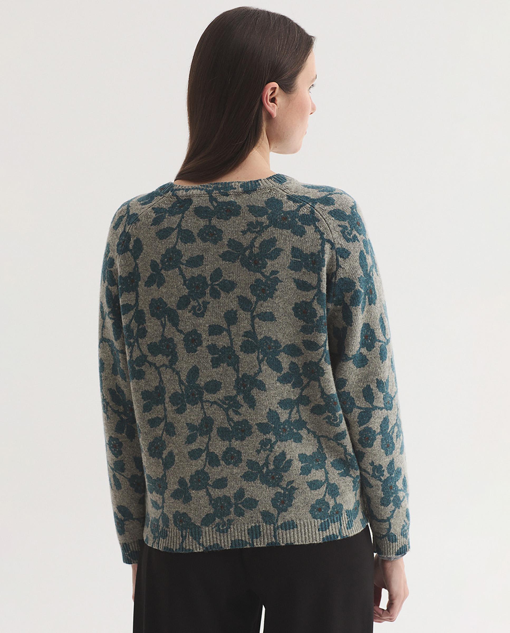 Jersey de mujer con estampado de flores - Nice Things - Gris Gris-4