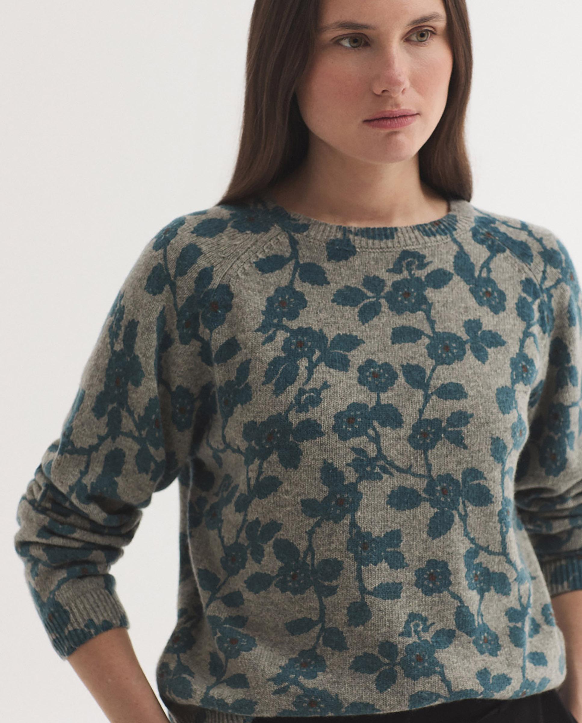Jersey de mujer con estampado de flores - Nice Things - Gris Gris-5
