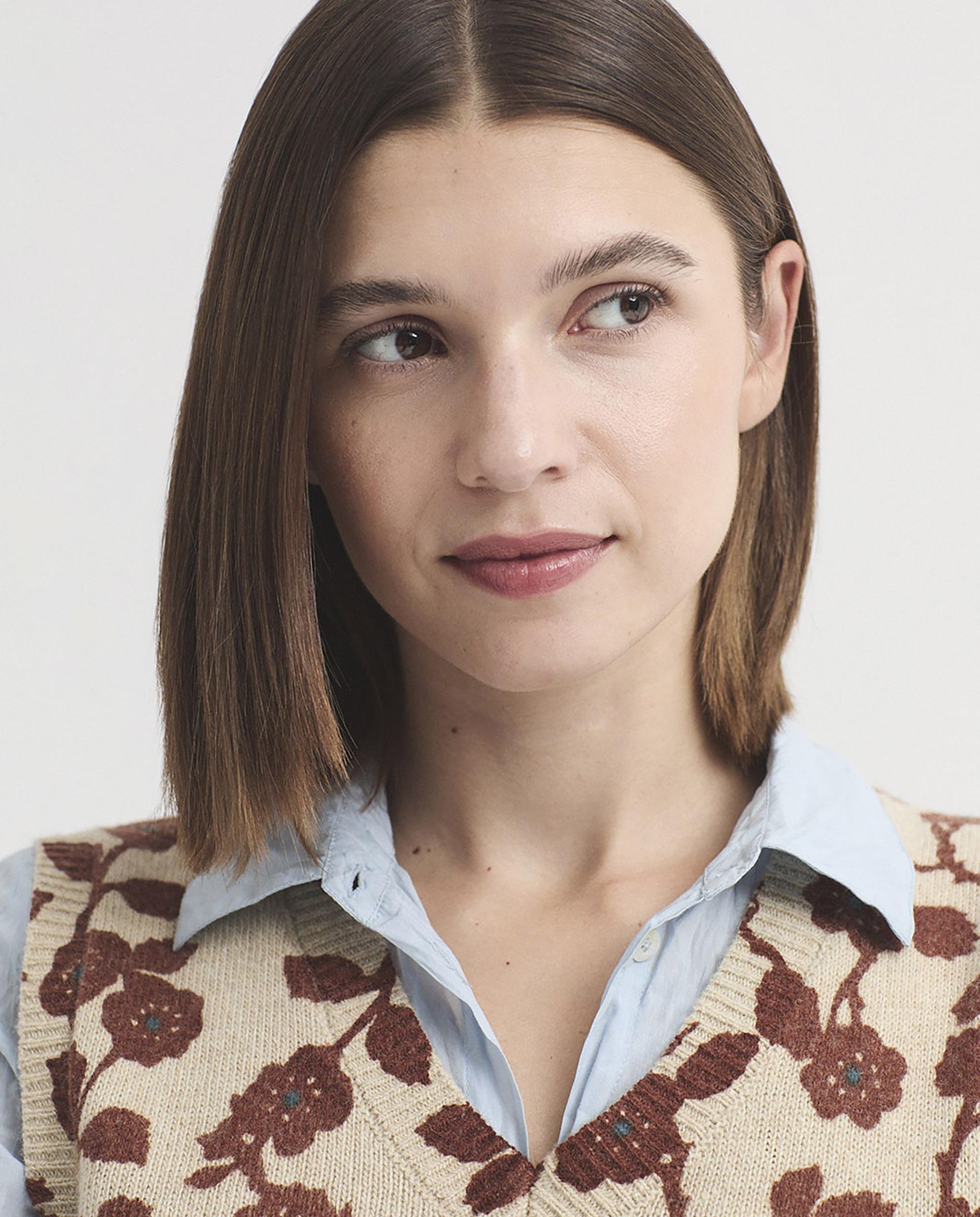 Chaleco de mujer con estampado de flores - Nice Things - Crudo Crudo-2