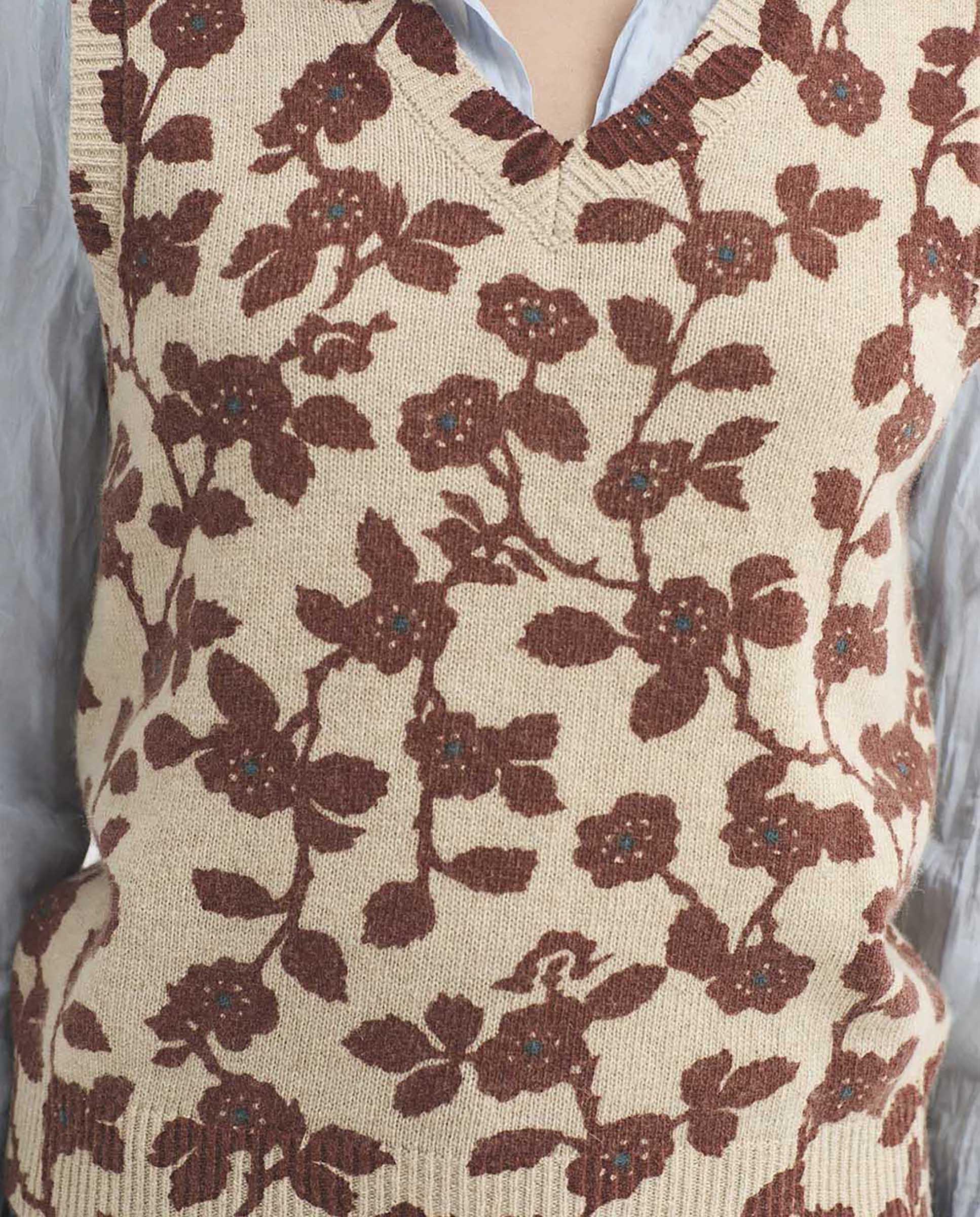 Chaleco de mujer con estampado de flores - Nice Things - Crudo Crudo-3