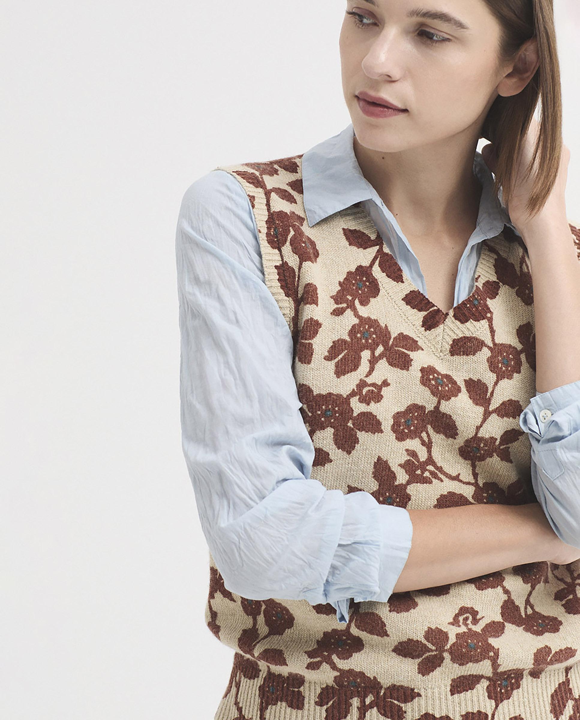 Chaleco de mujer con estampado de flores - Nice Things - Crudo Crudo-4