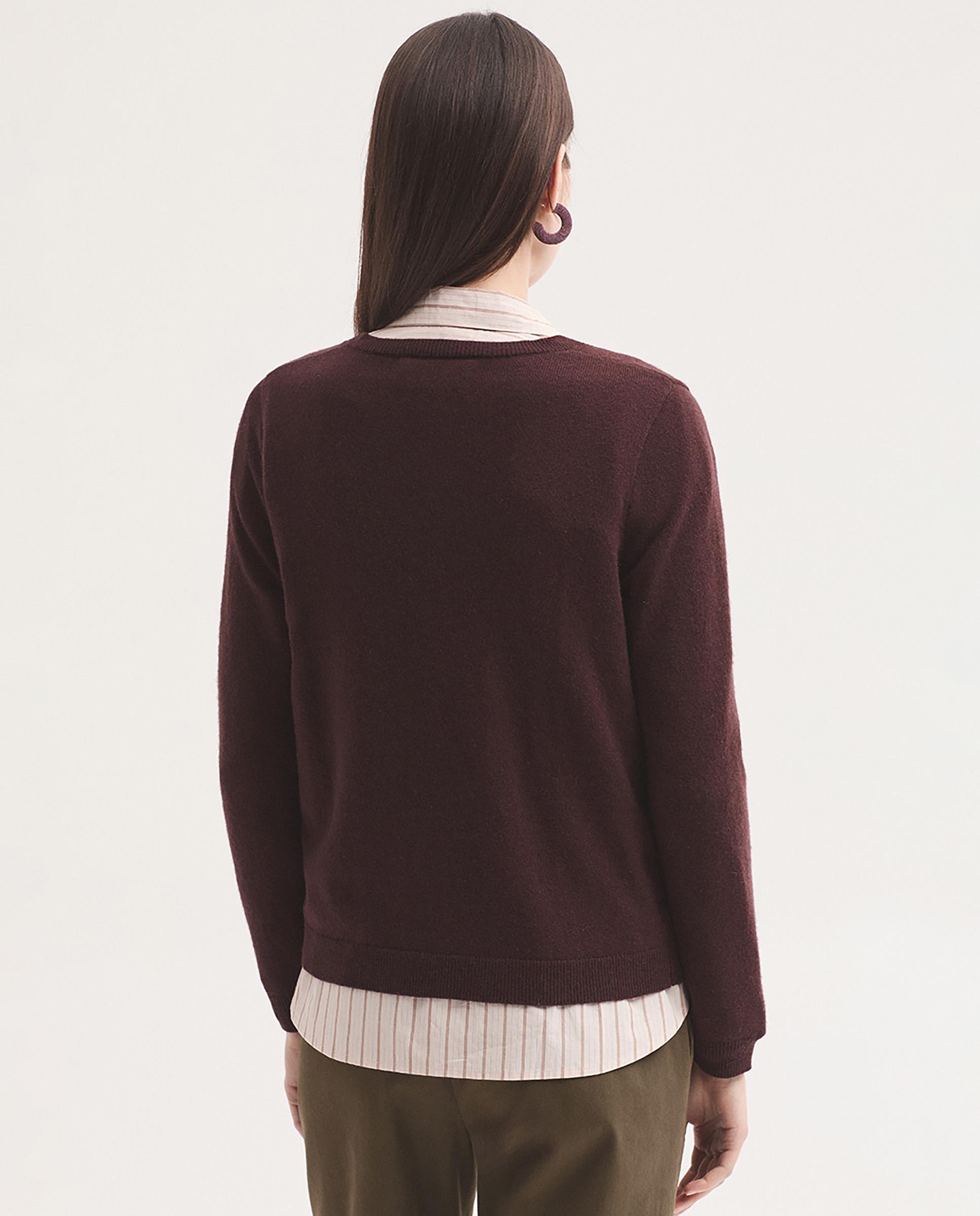 Jersey de punto de mujer con detalle de flores y cuello redondo - Nice Things - Burdeos Burdeos-3