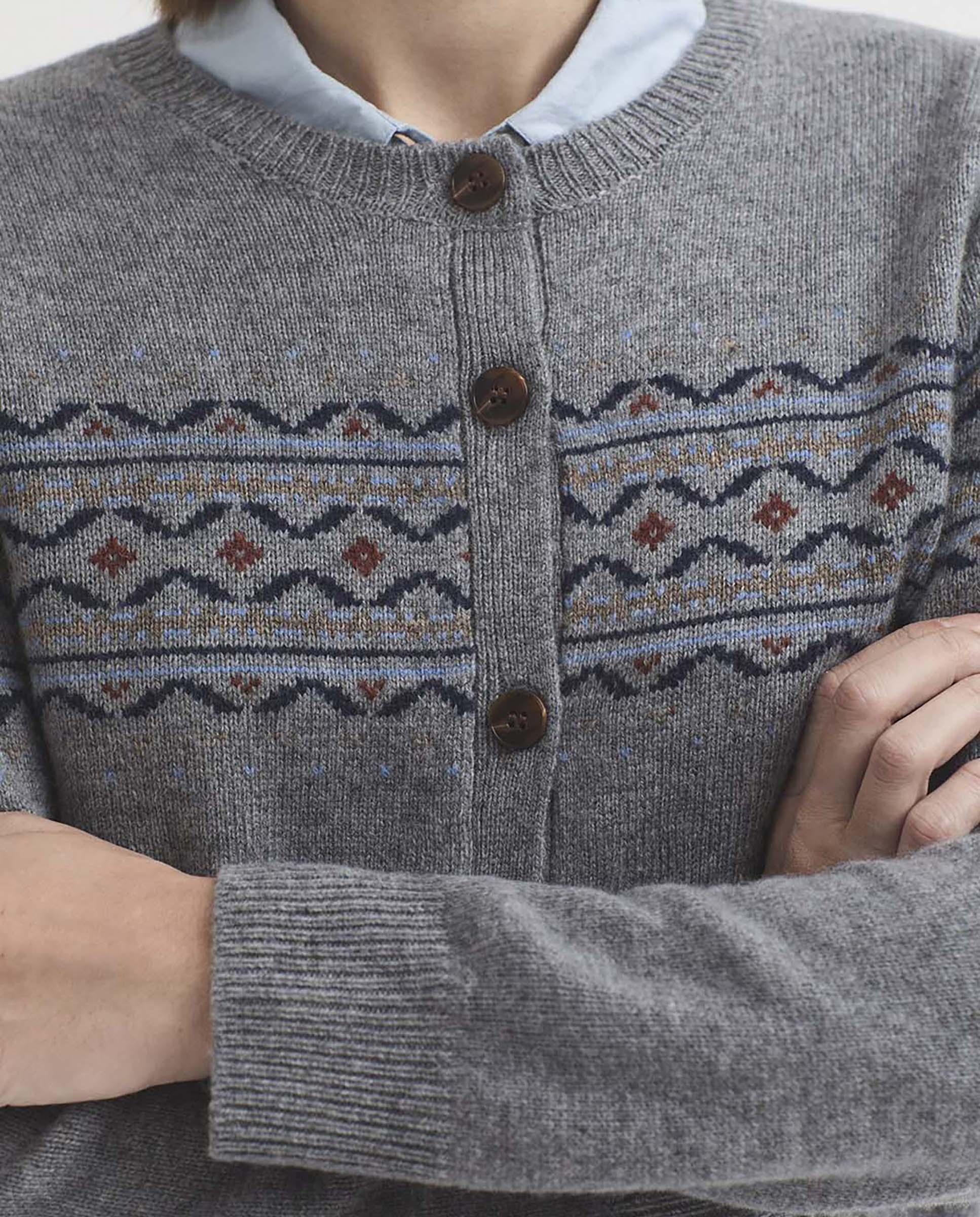 Cárdigan de mujer de punto con cuello redondo - Nice Things - Gris Gris-4