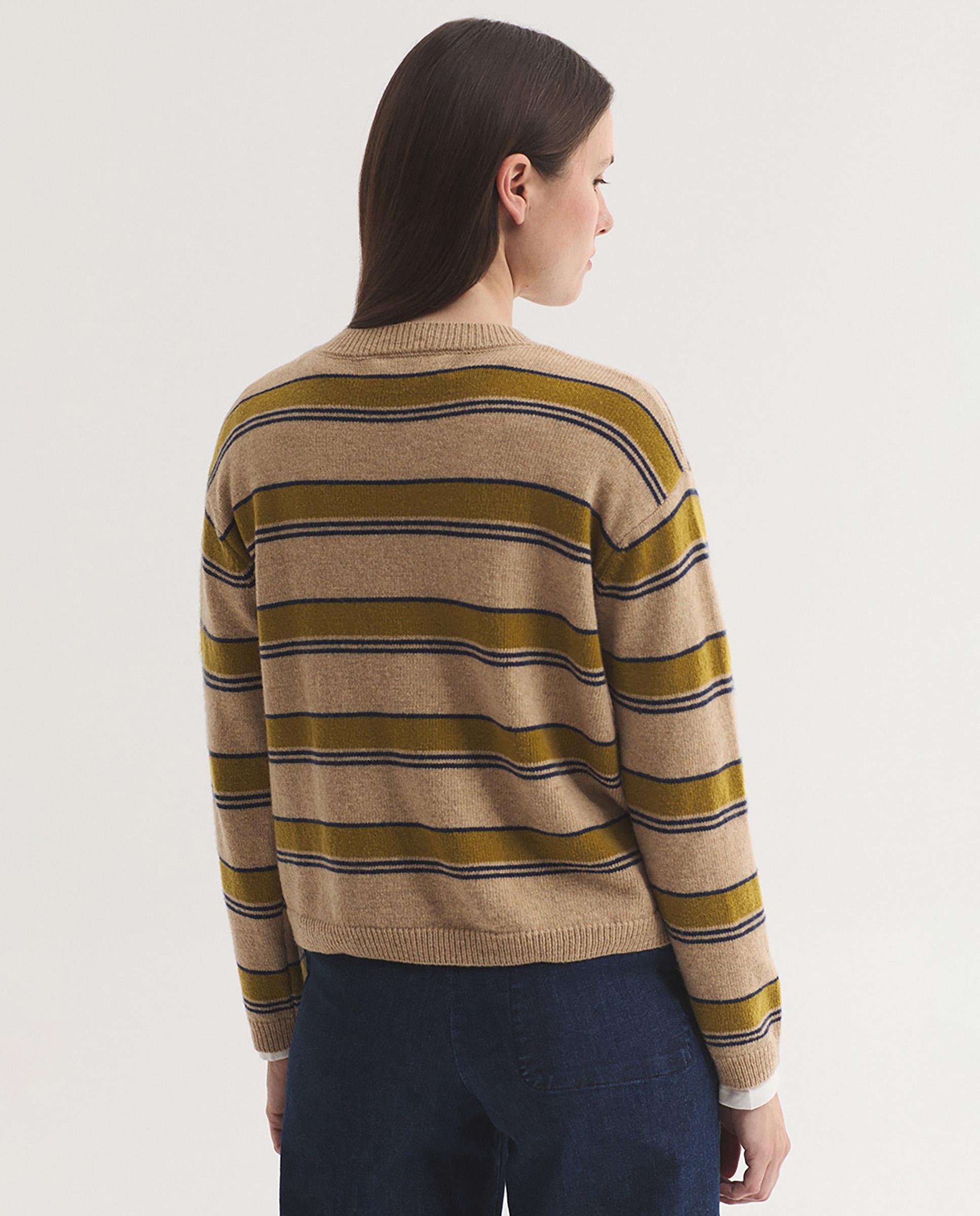 Jersy de mujer de rayas con cuello redondo - Nice Things - Beige Beige-4