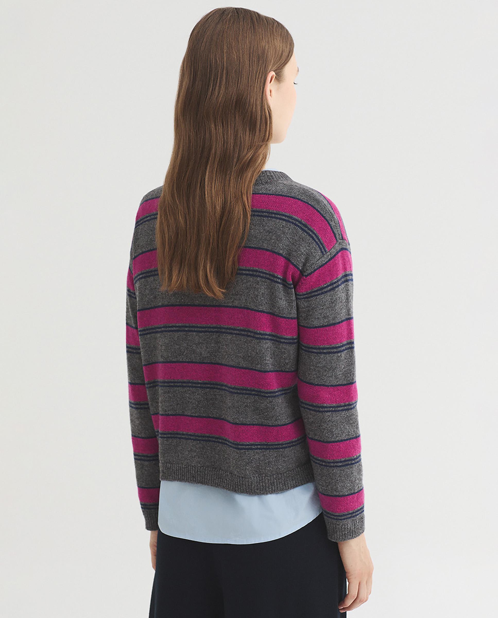 Jersy de mujer de rayas con cuello redondo - Nice Things - Gris Gris-4